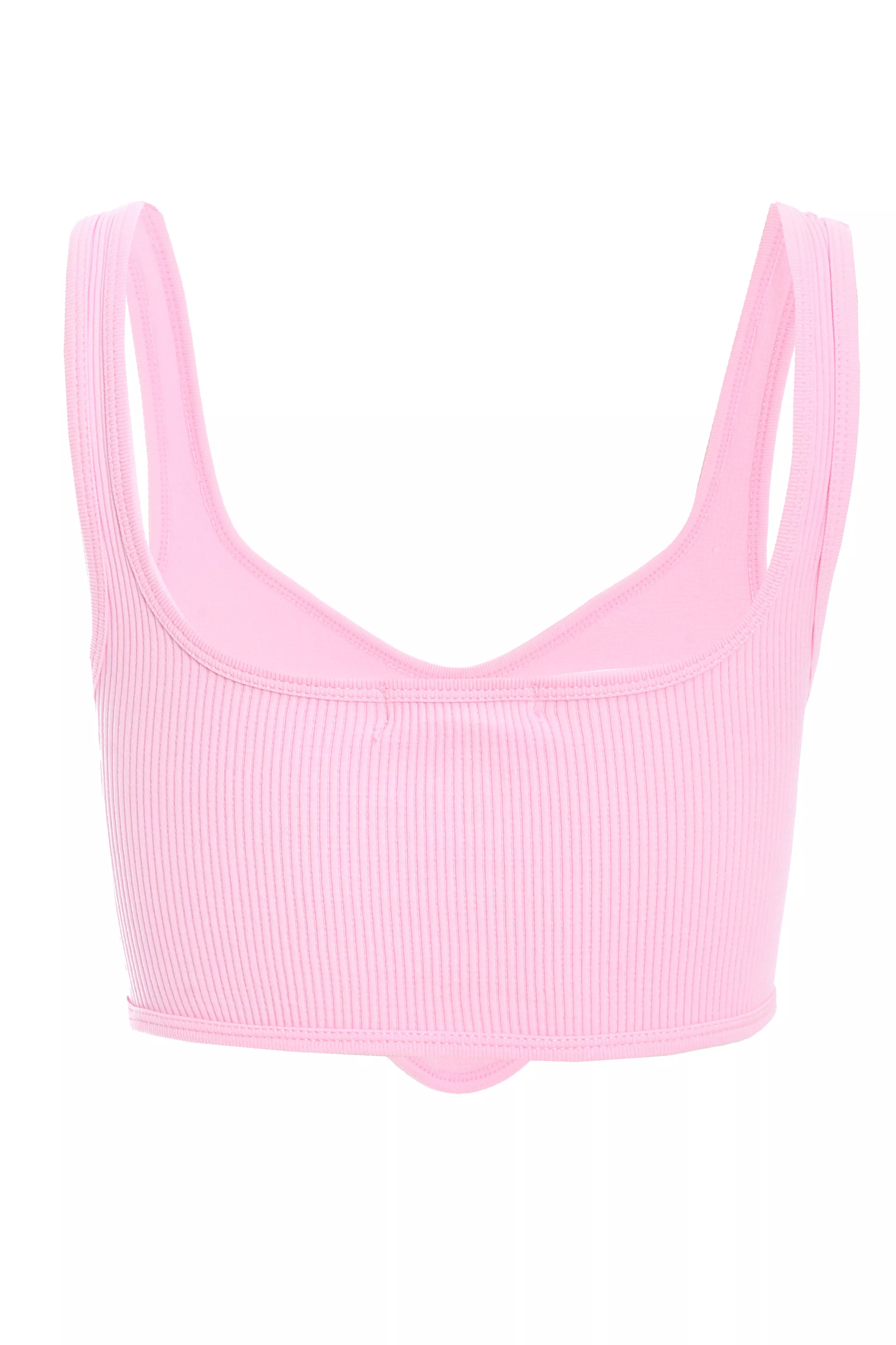 Pink Ribbed Corset Top