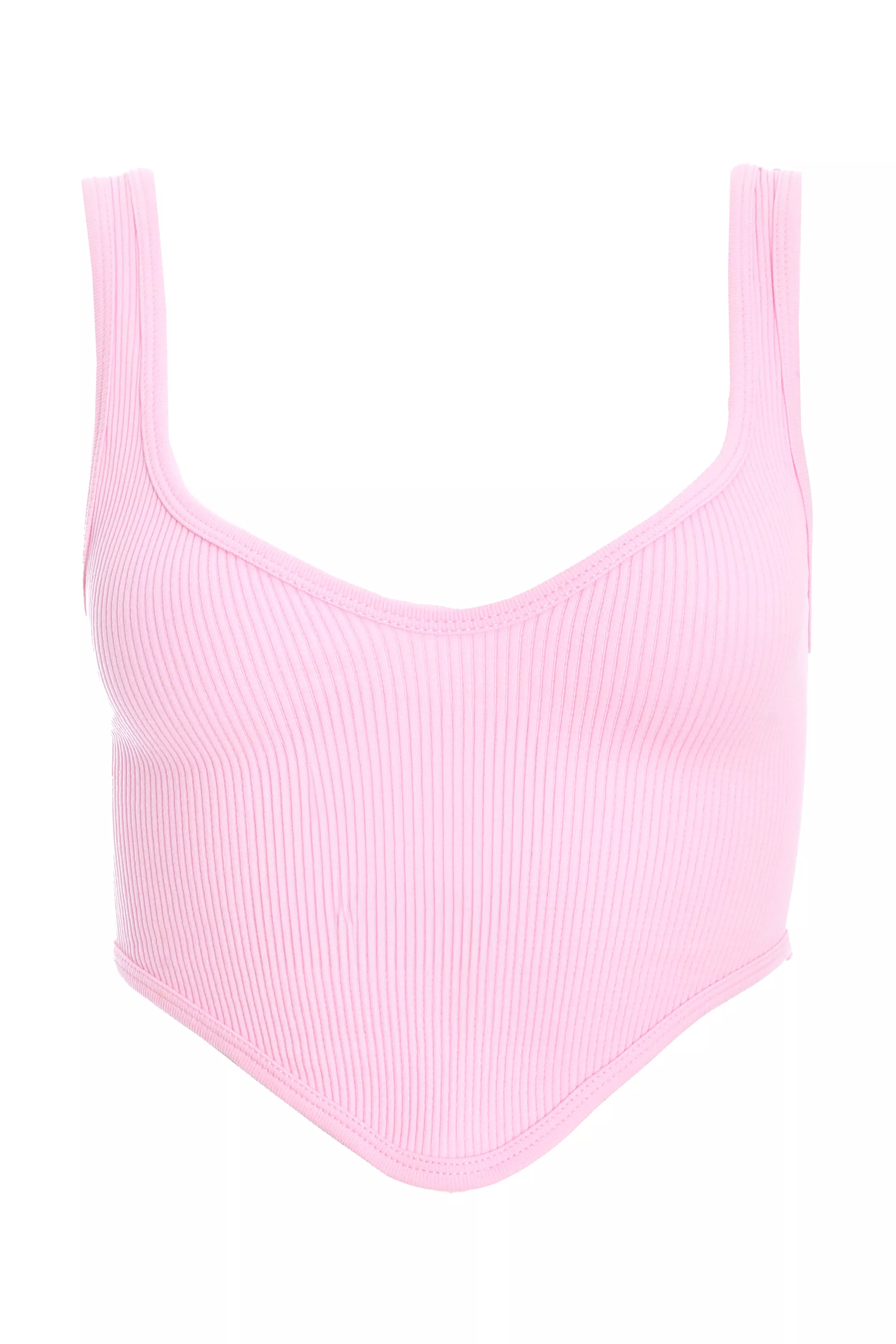 Pink Ribbed Corset Top