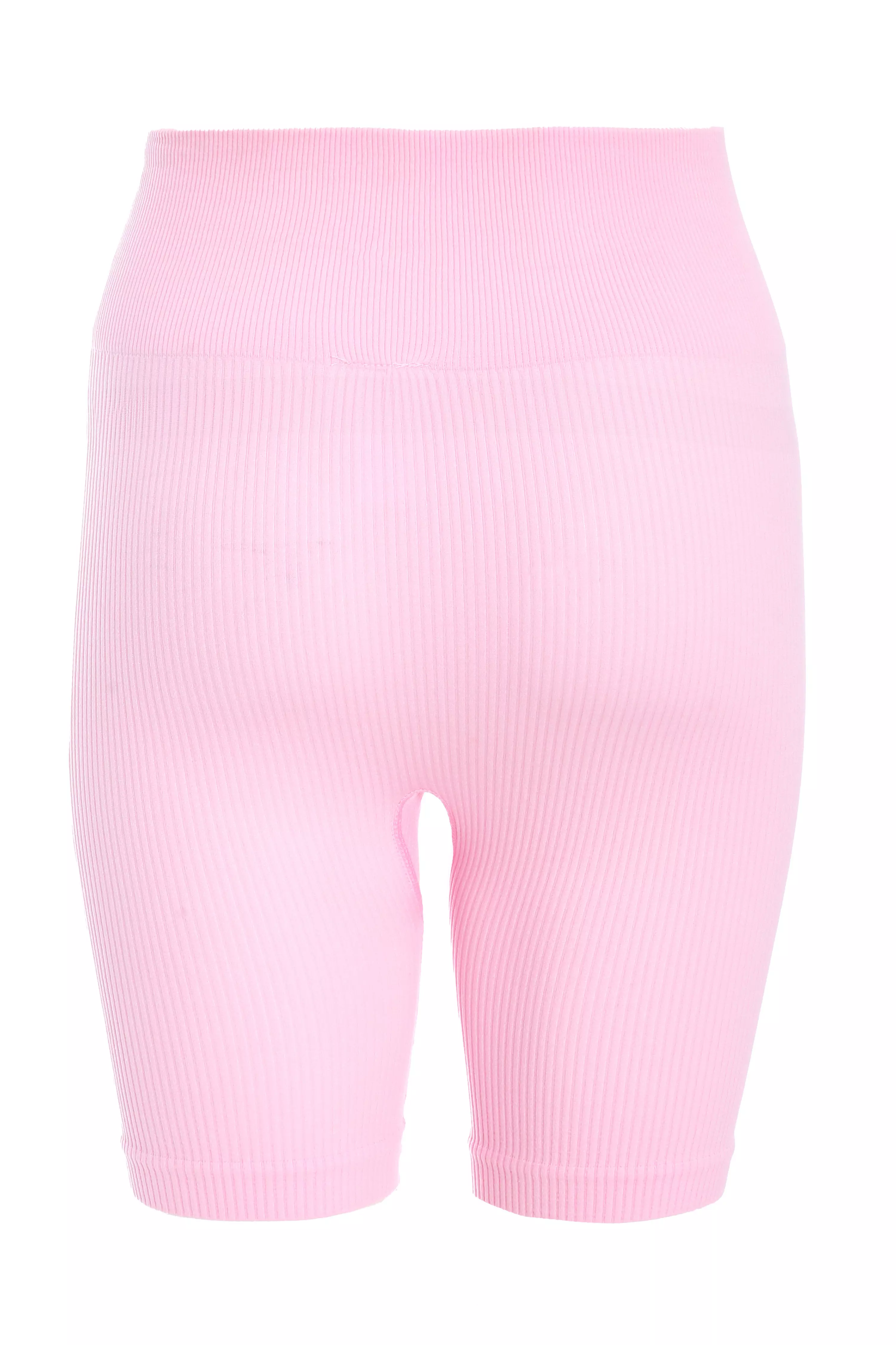 Pink Ribbed Cycling Shorts