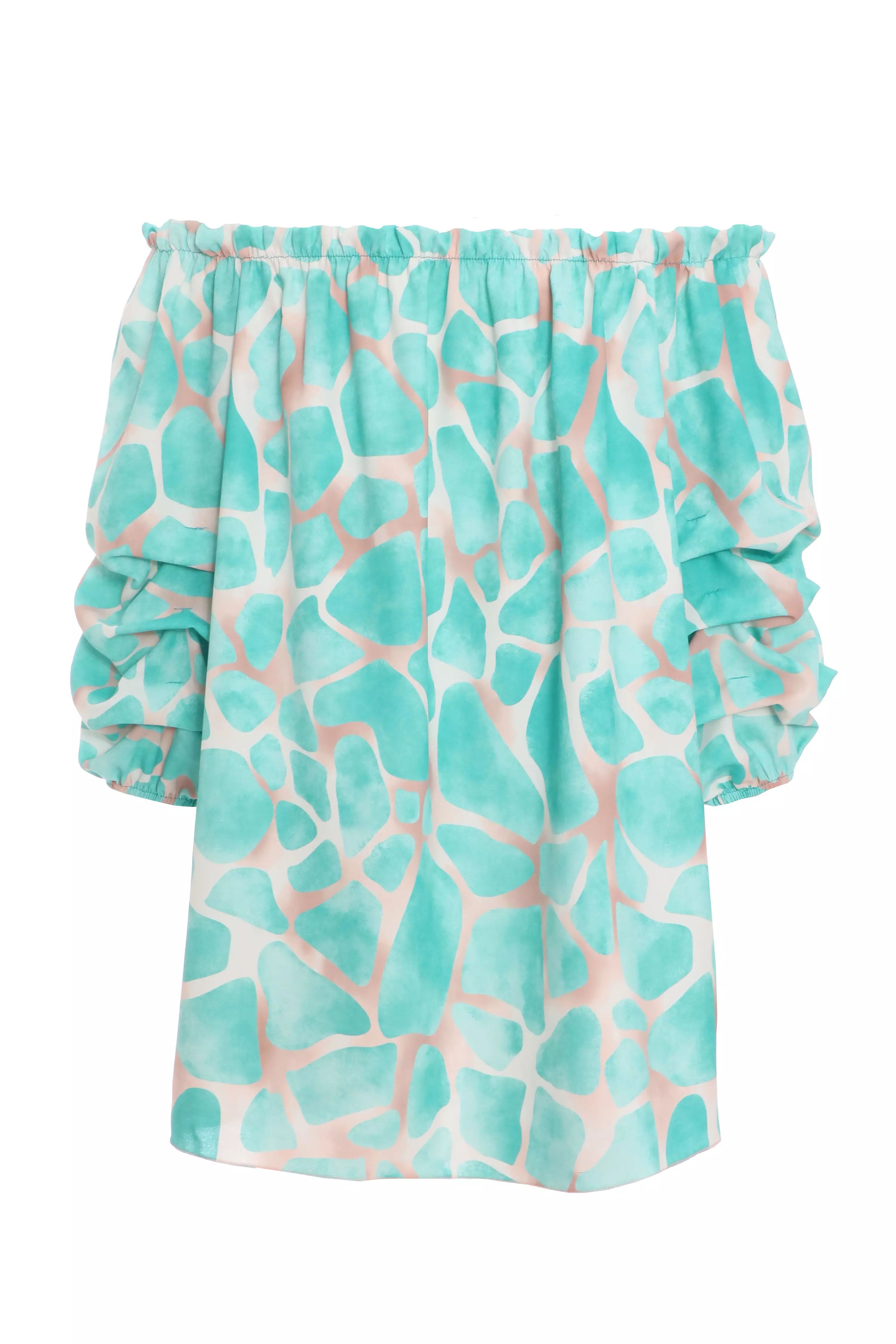 Mint Abstract Print Bardot Top