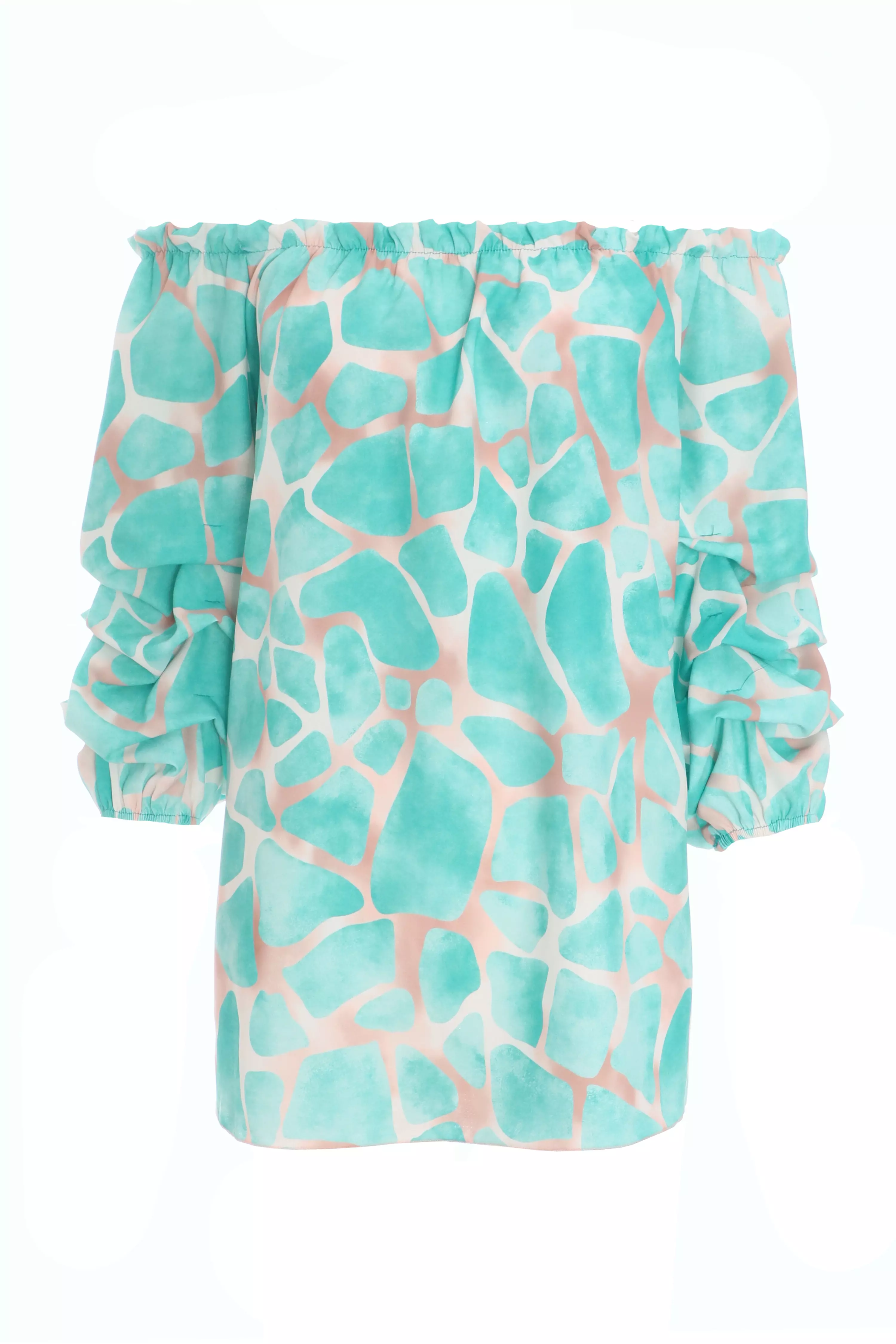 Mint Giraffe Print Bardot Top