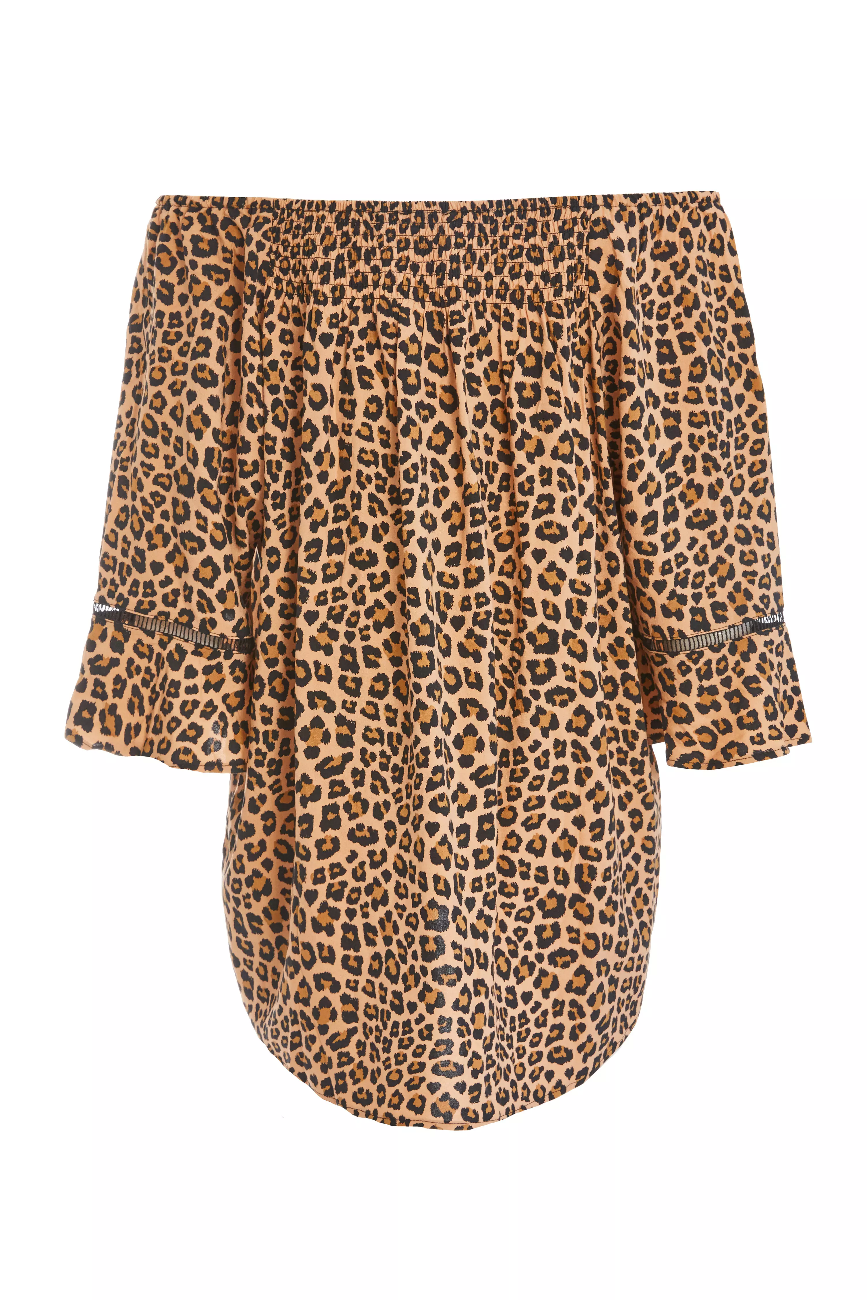 Stone Leopard Print Bardot Top