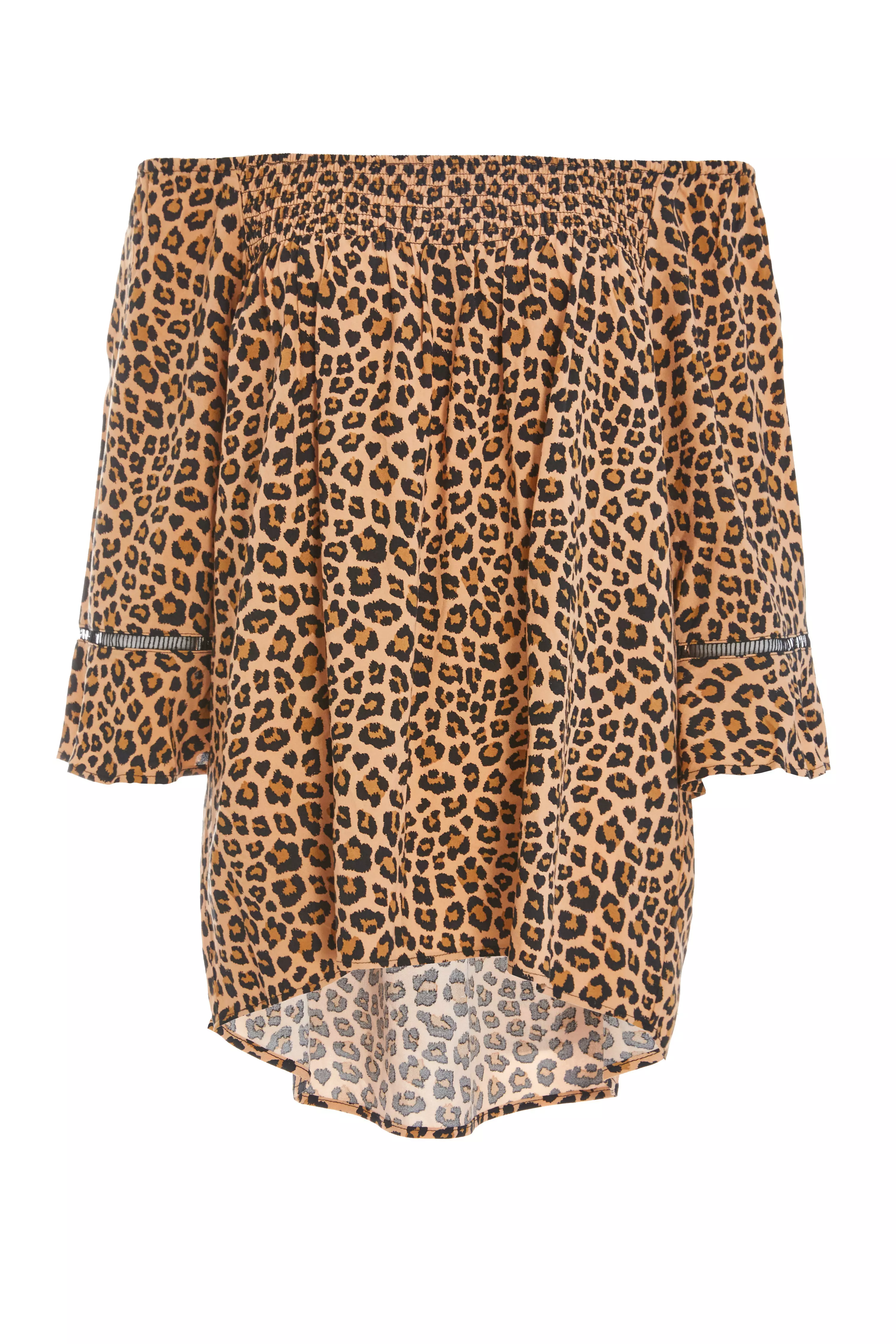 Stone Leopard Print Bardot Top