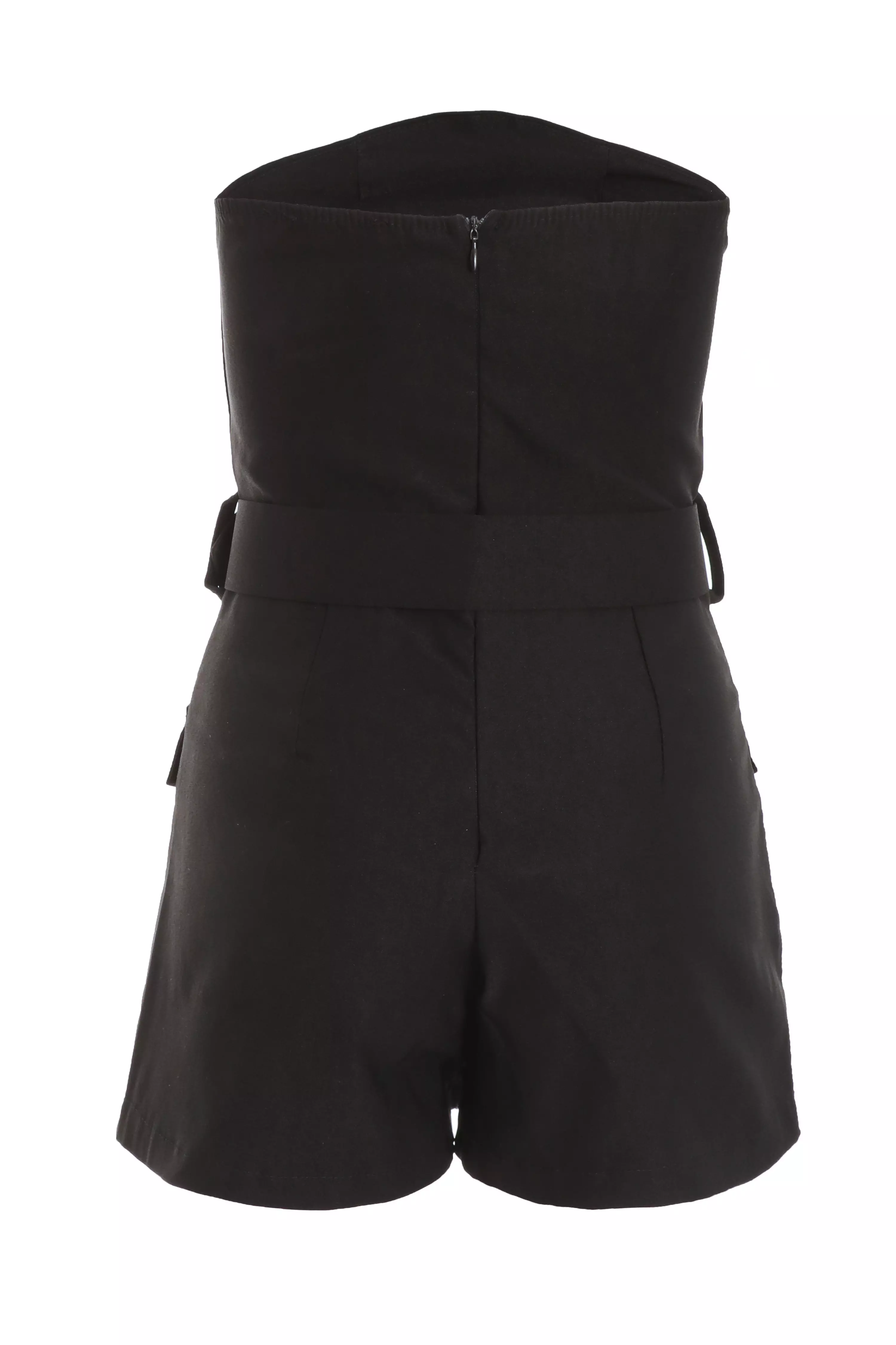 Black Bandeau Belted Skort Playsuit