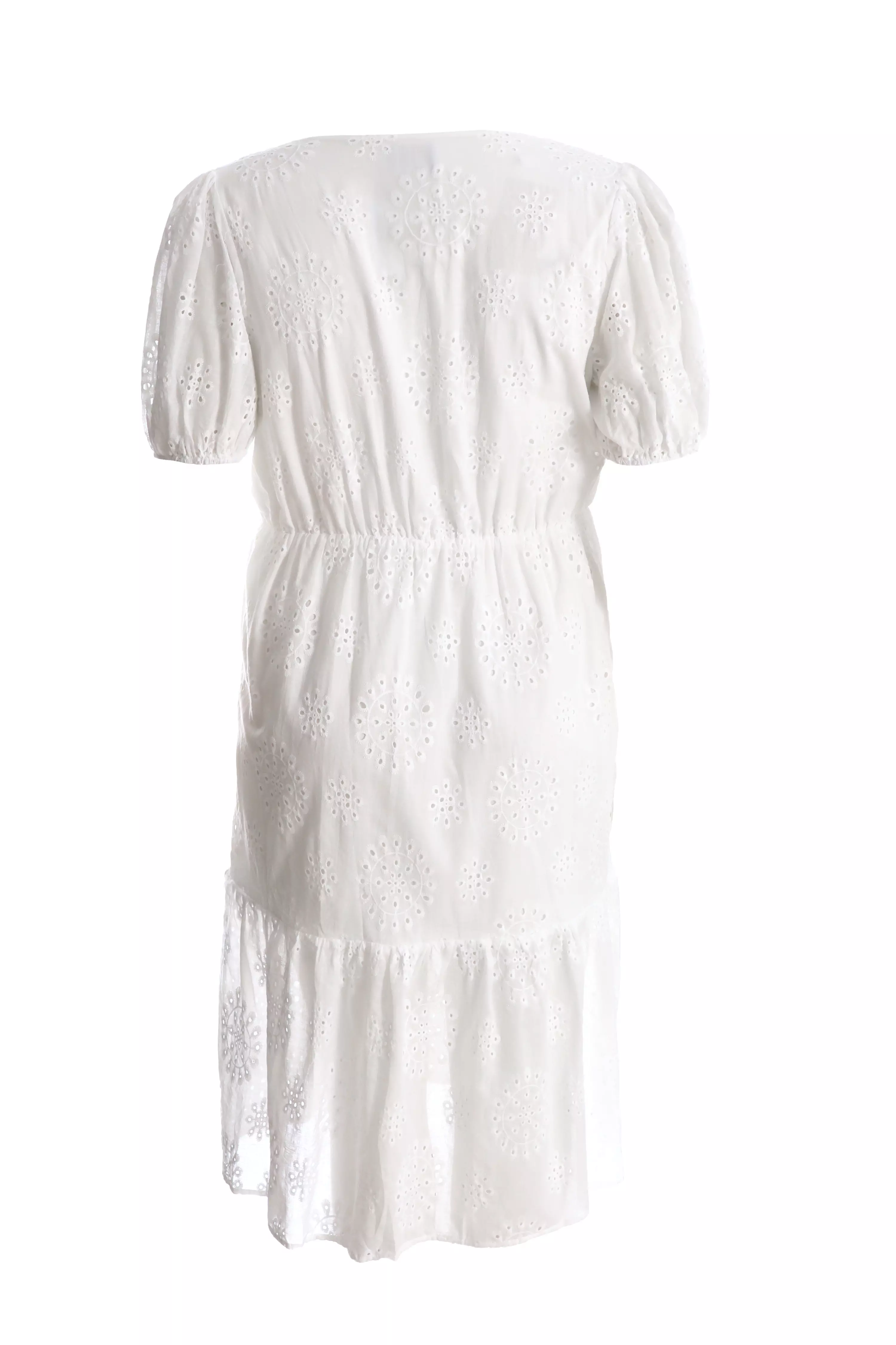 Curve White Broderie Wrap Midi Dress