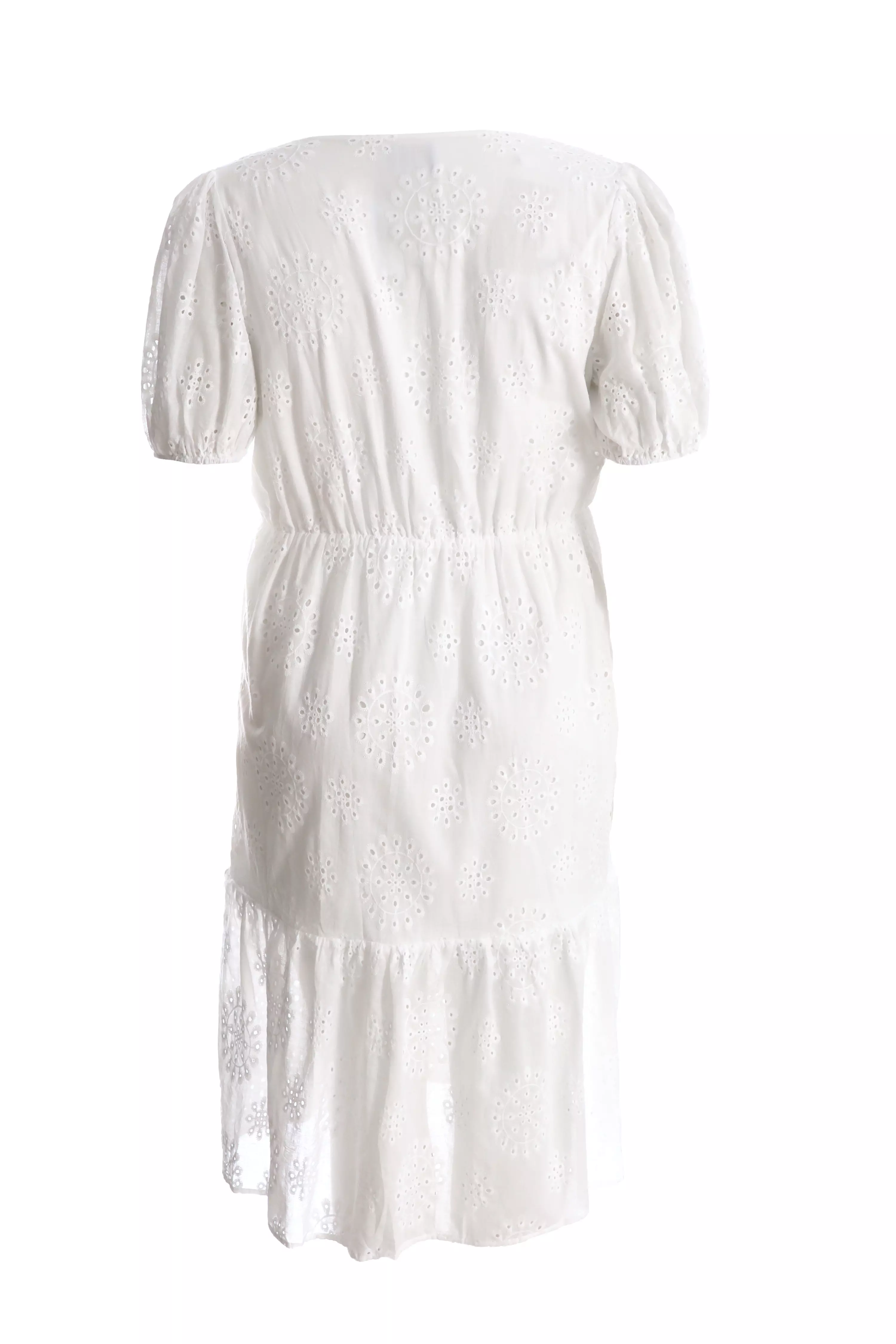 Curve White Embroidered Wrap Midi Dress