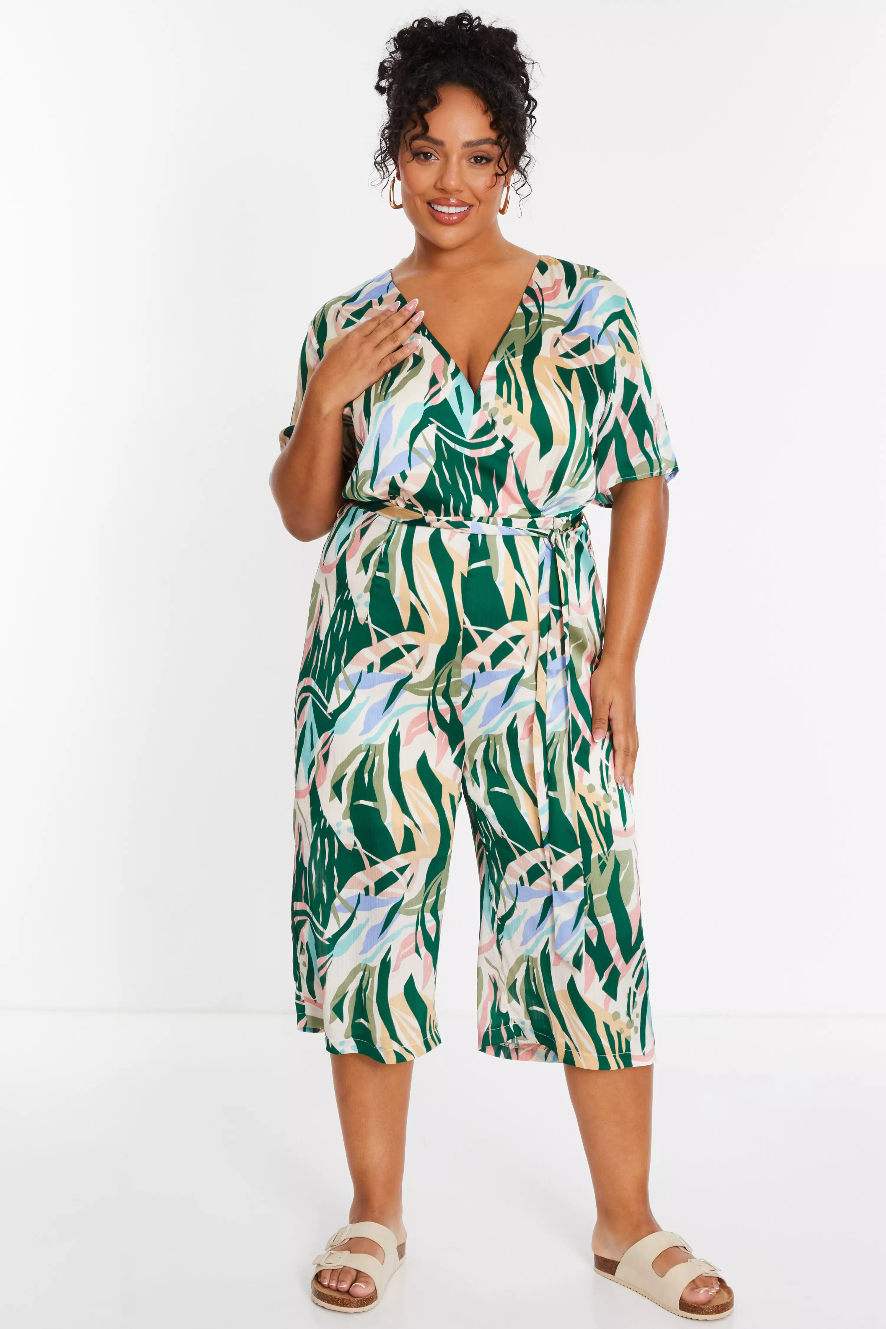 Curve Tropical Wrap Culotte Jumpsuit