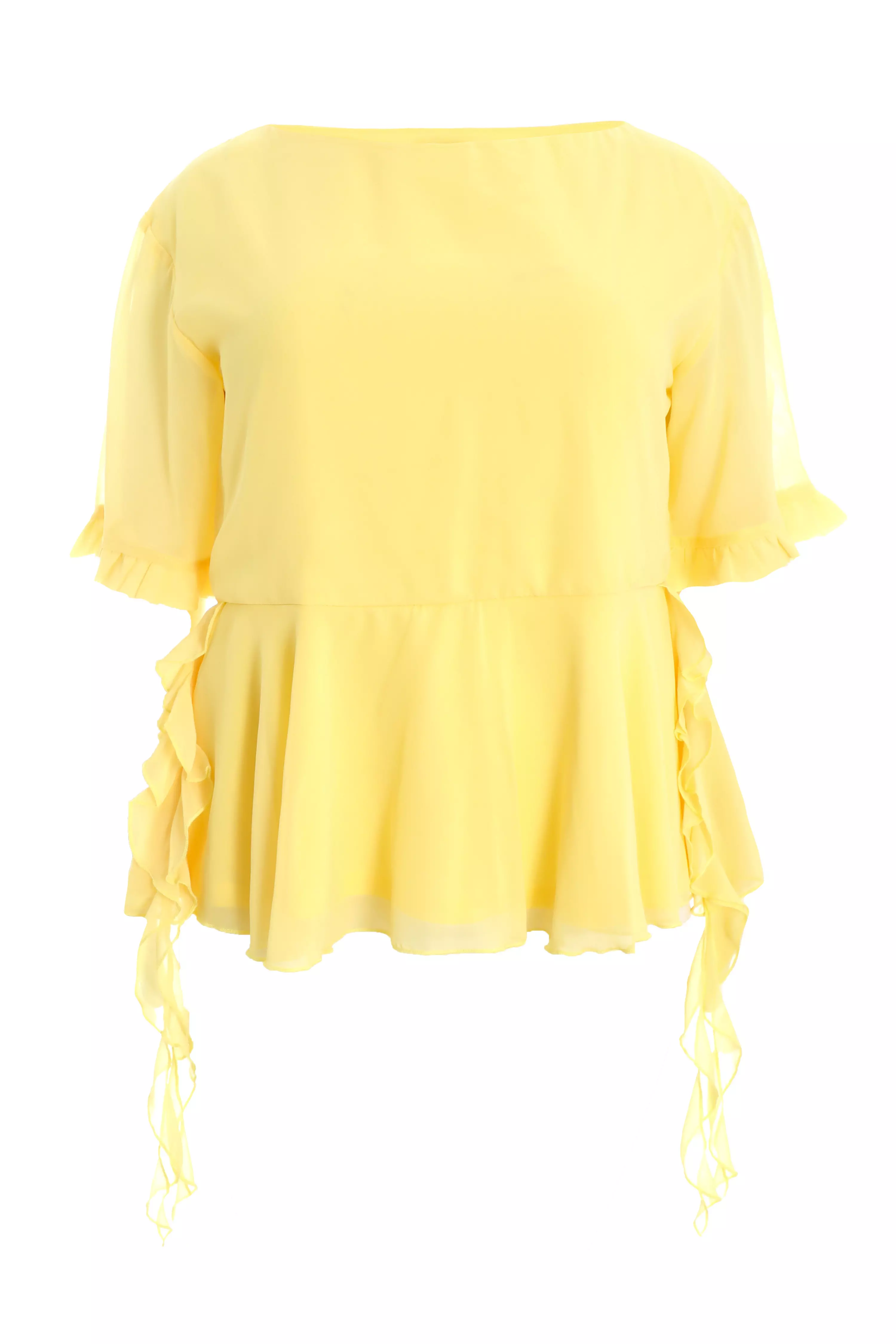 Curve Yellow Ruffle Peplum Top