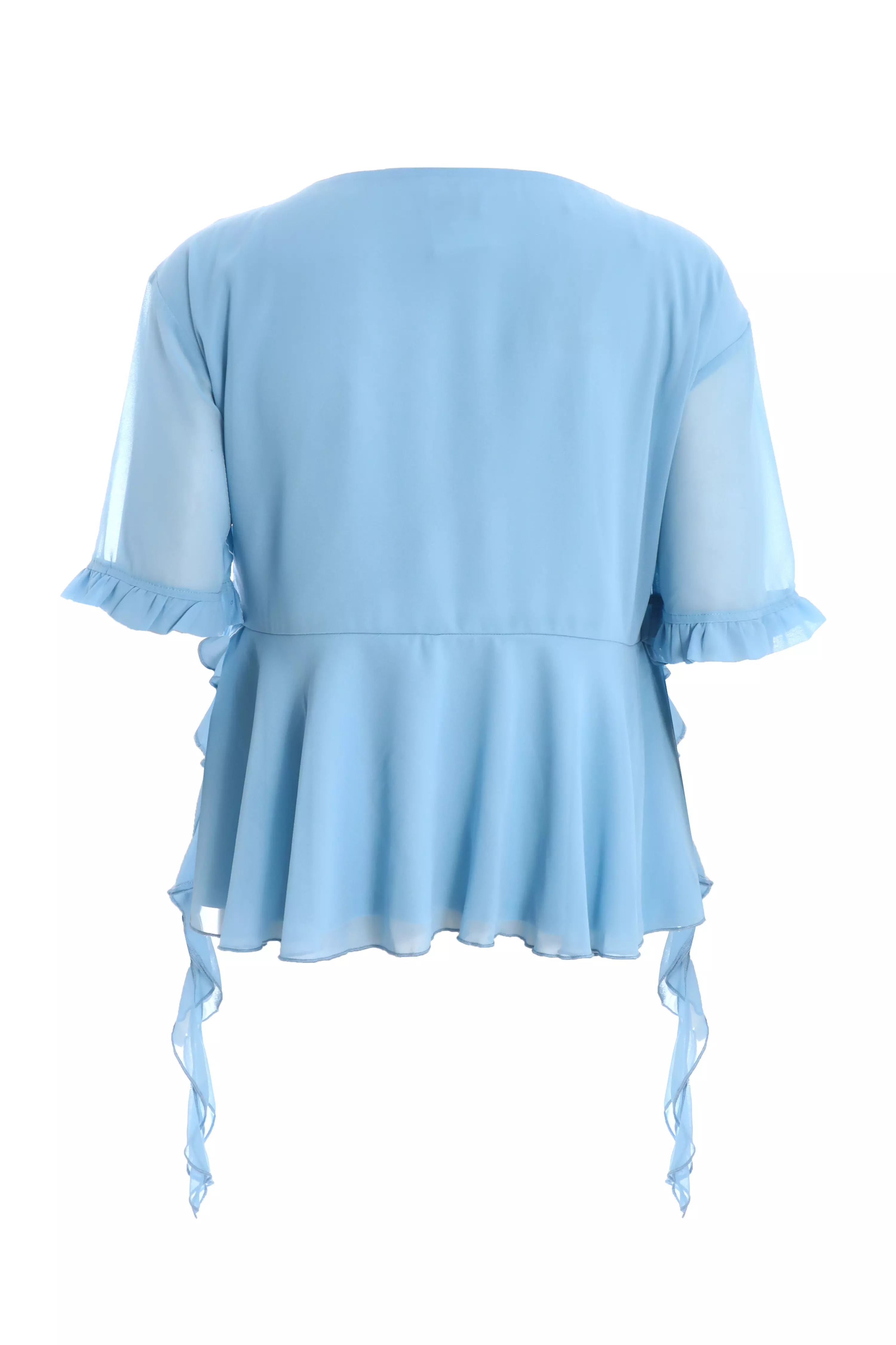 Curve Blue Ruffle Peplum Top