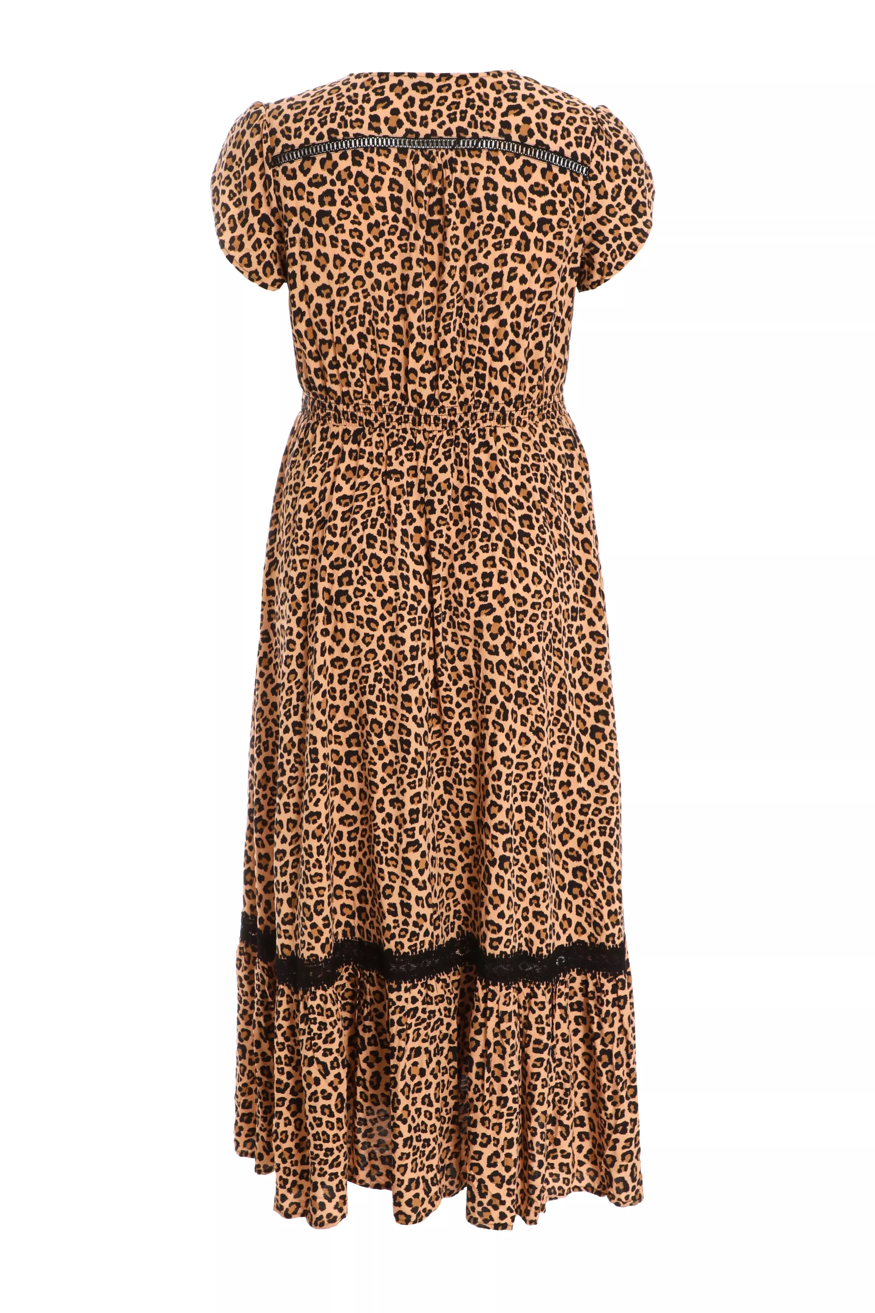 Curve Leopard Print Crochet Trim Maxi Dress