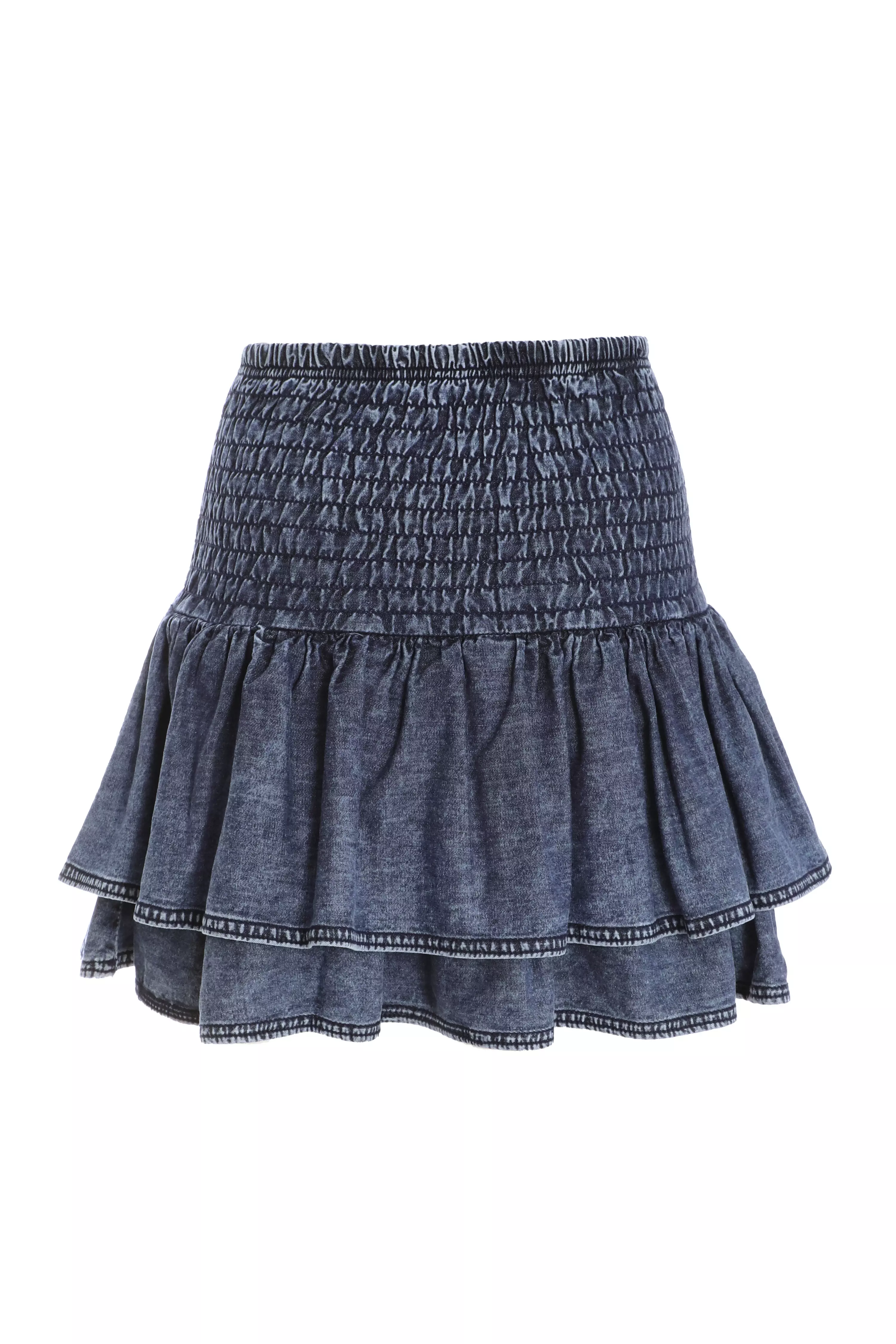 Blue Denim Frill Mini Skirt