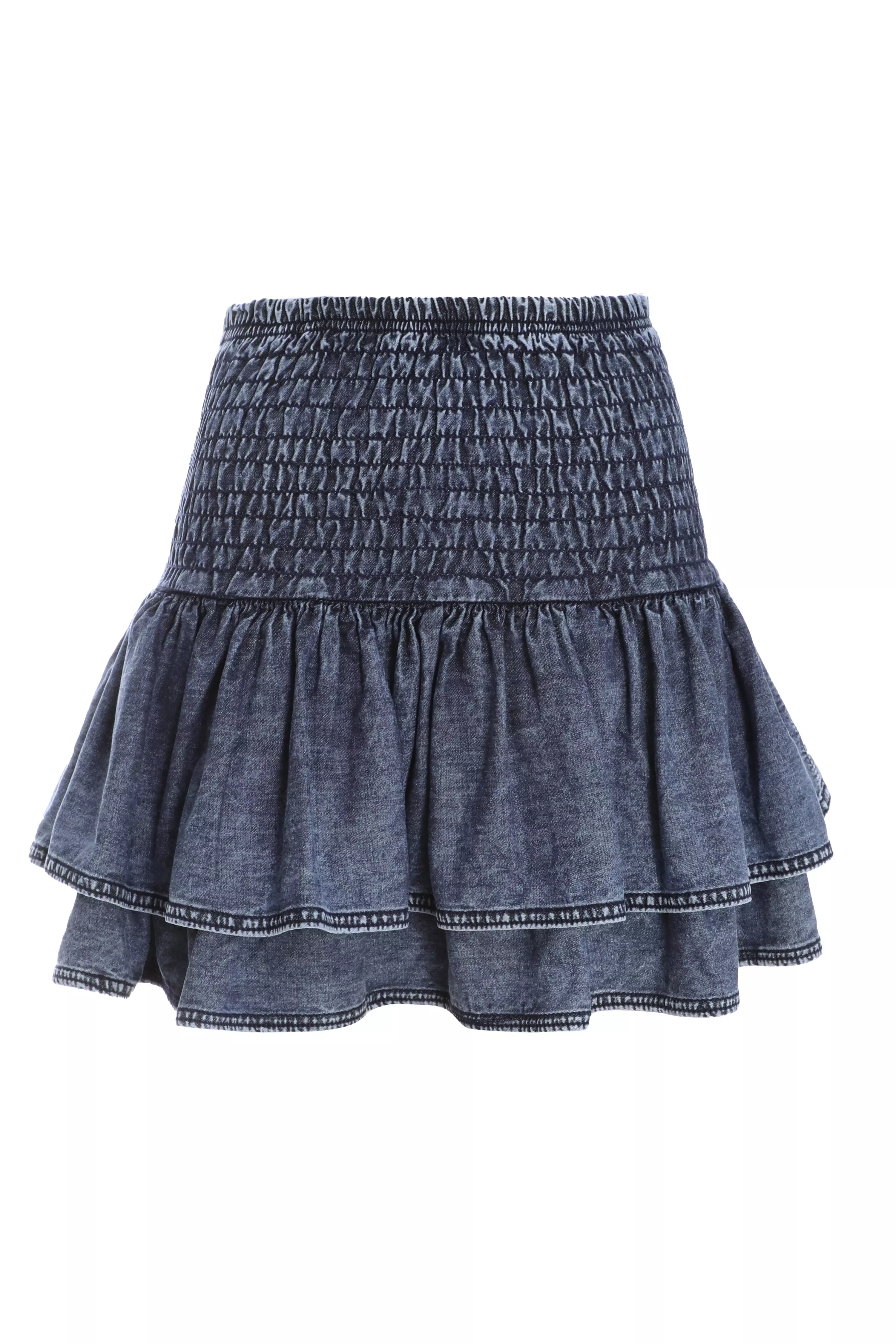 Blue Denim Frill Mini Skirt