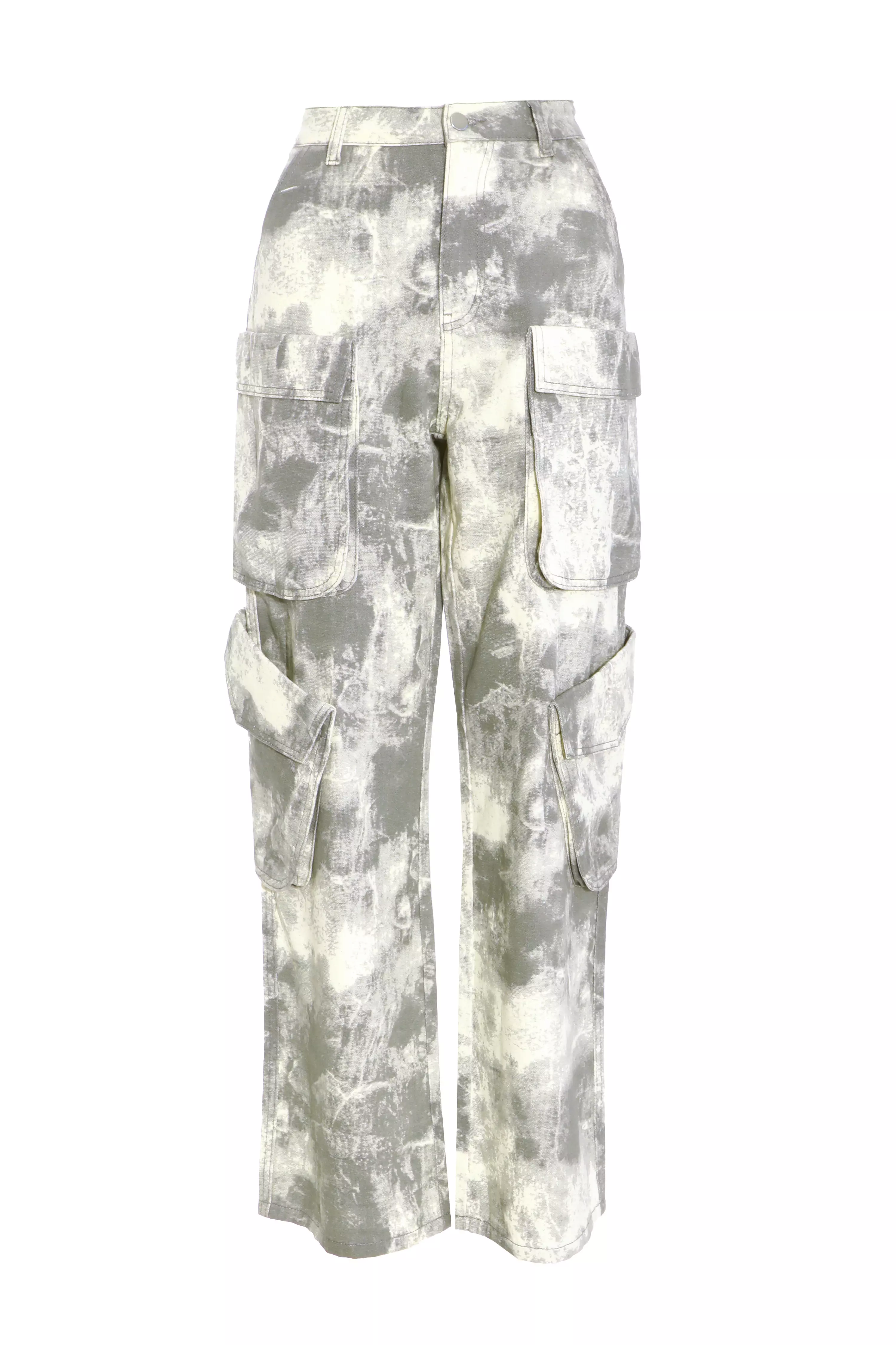 Grey Camo Print Cargo Trouser