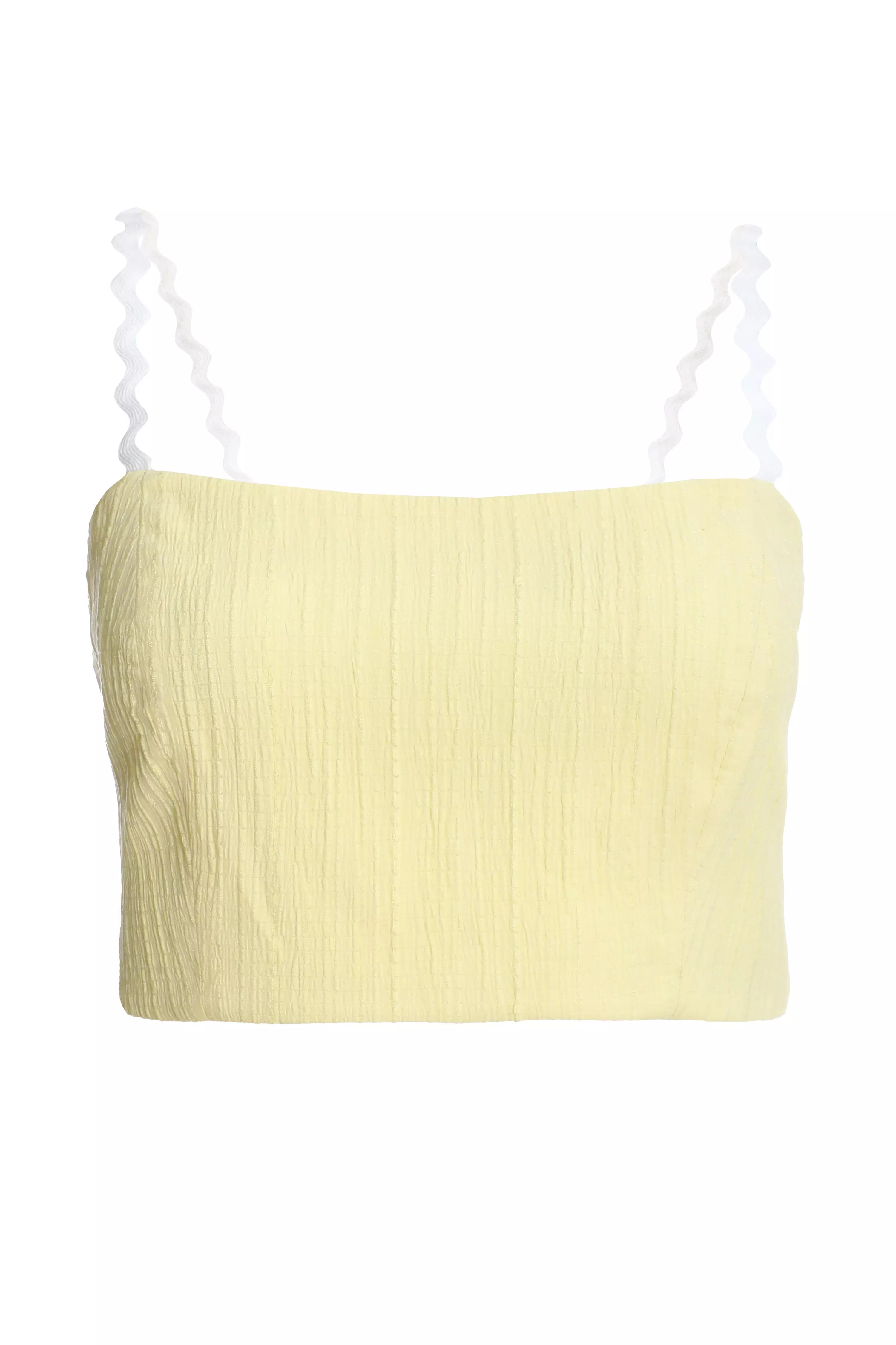 Lemon Wavy Trim Crop Top