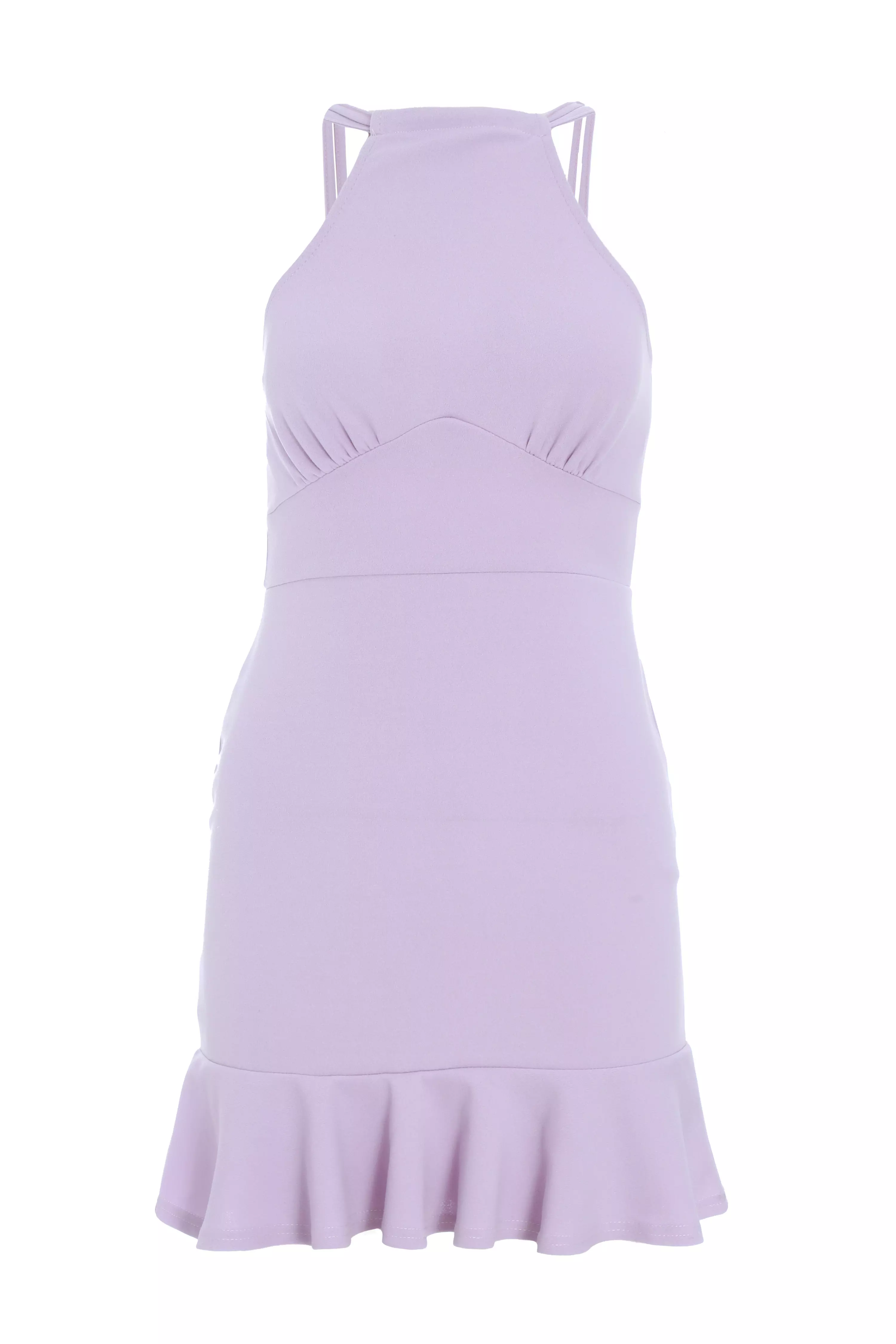 Petite Lilac Bodycon Frill Hem Mini Dress