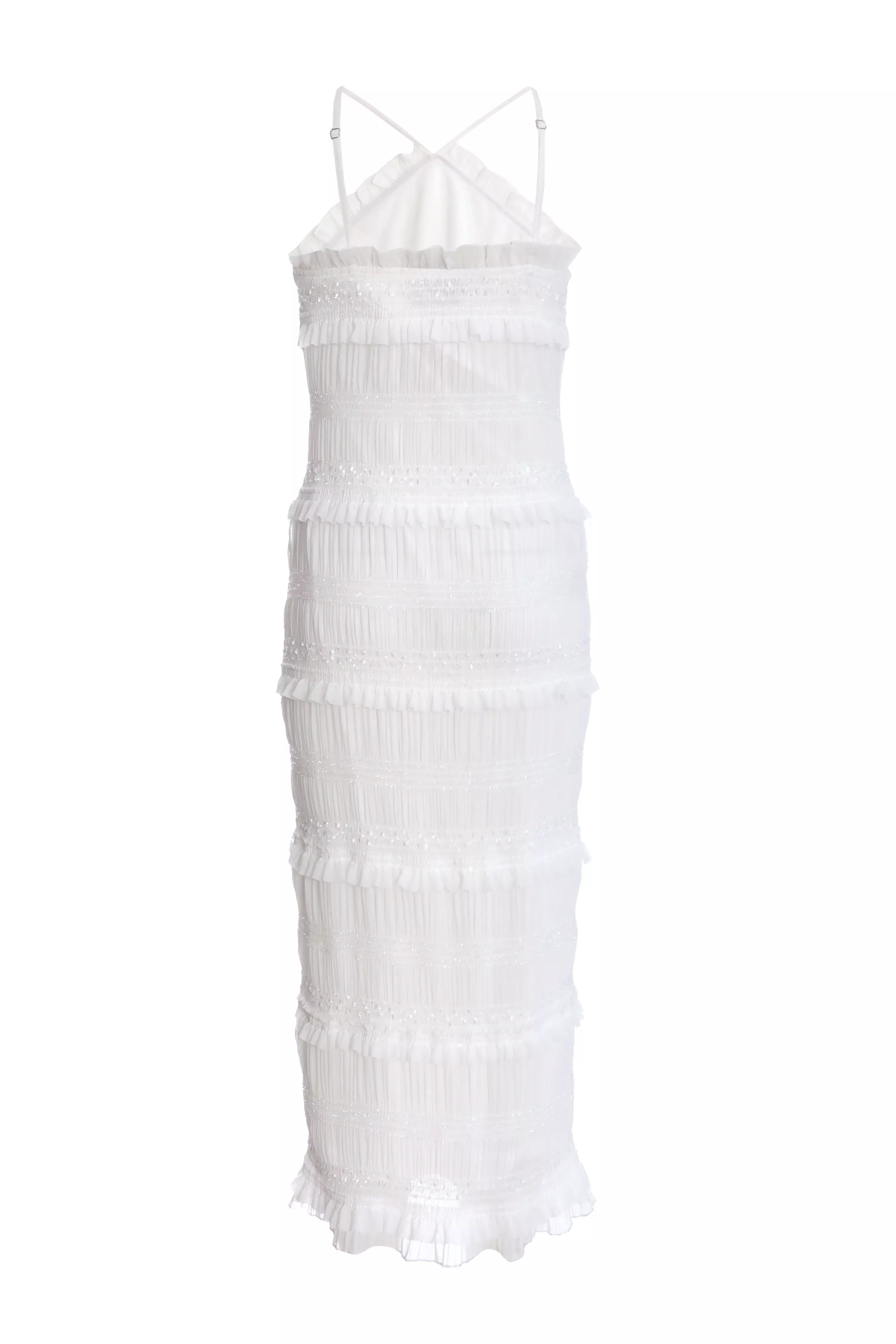 White Frill Halter Neck Midaxi Dress