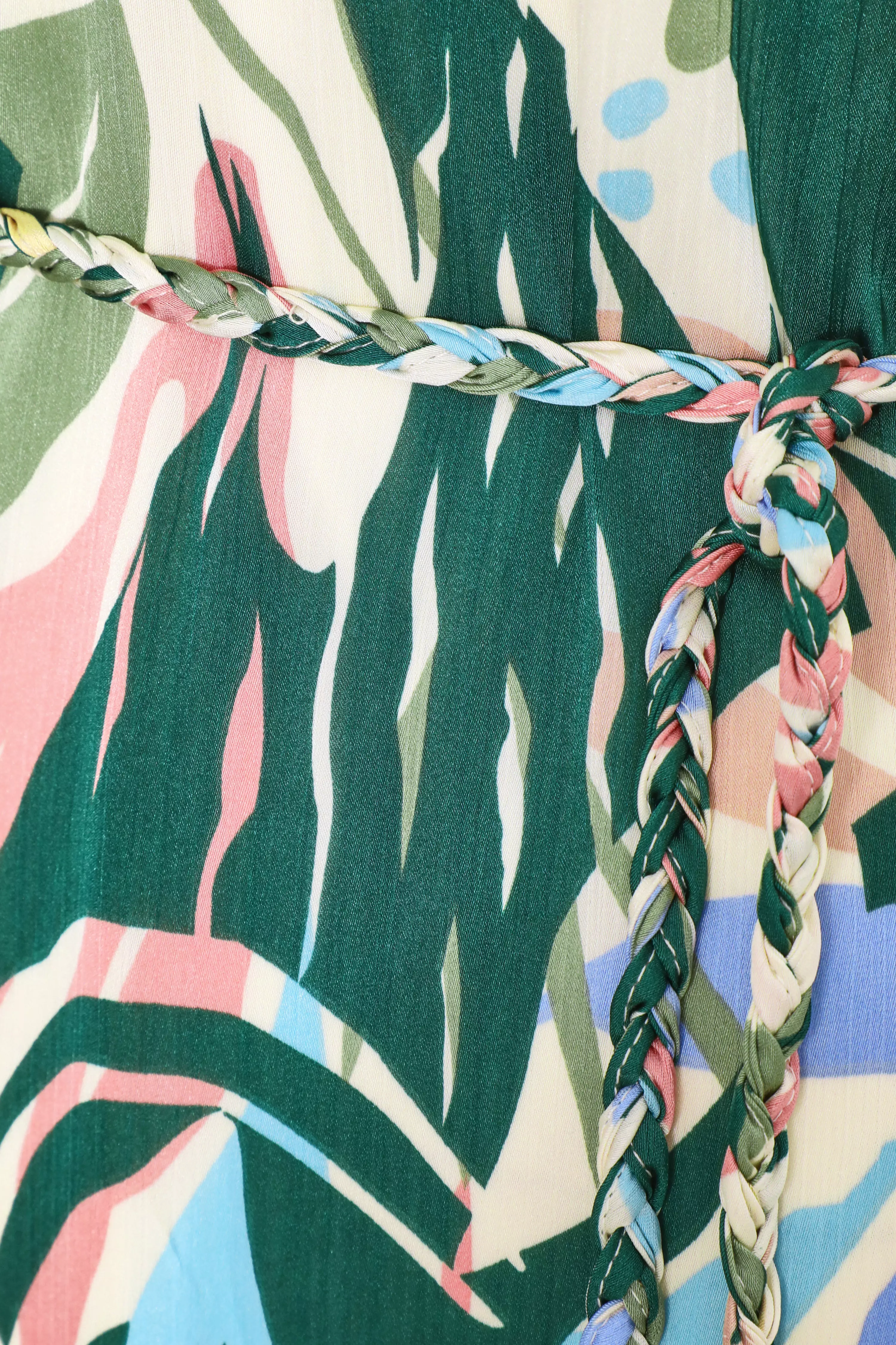 Green Tropical Print Maxi Dress