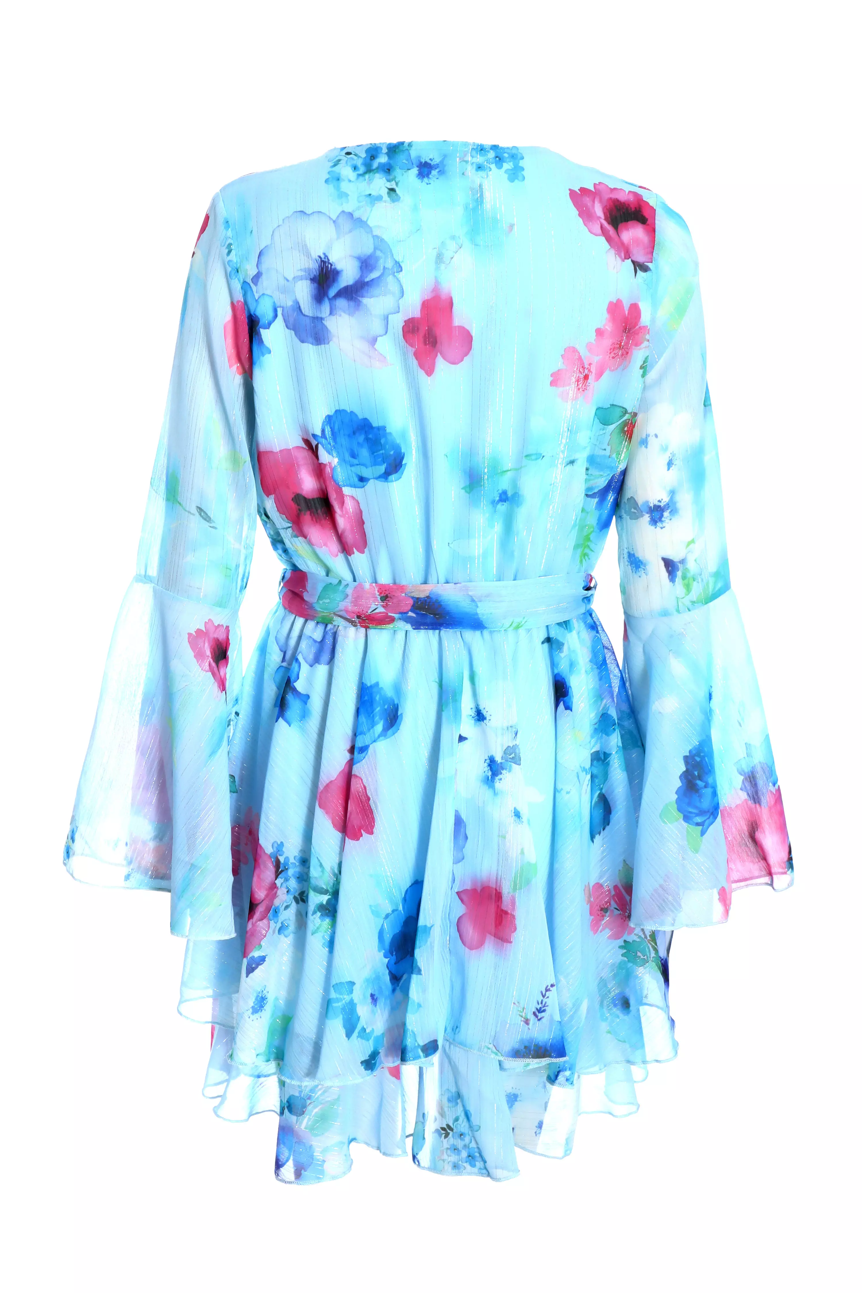 Blue Floral Chiffon Skater Dress