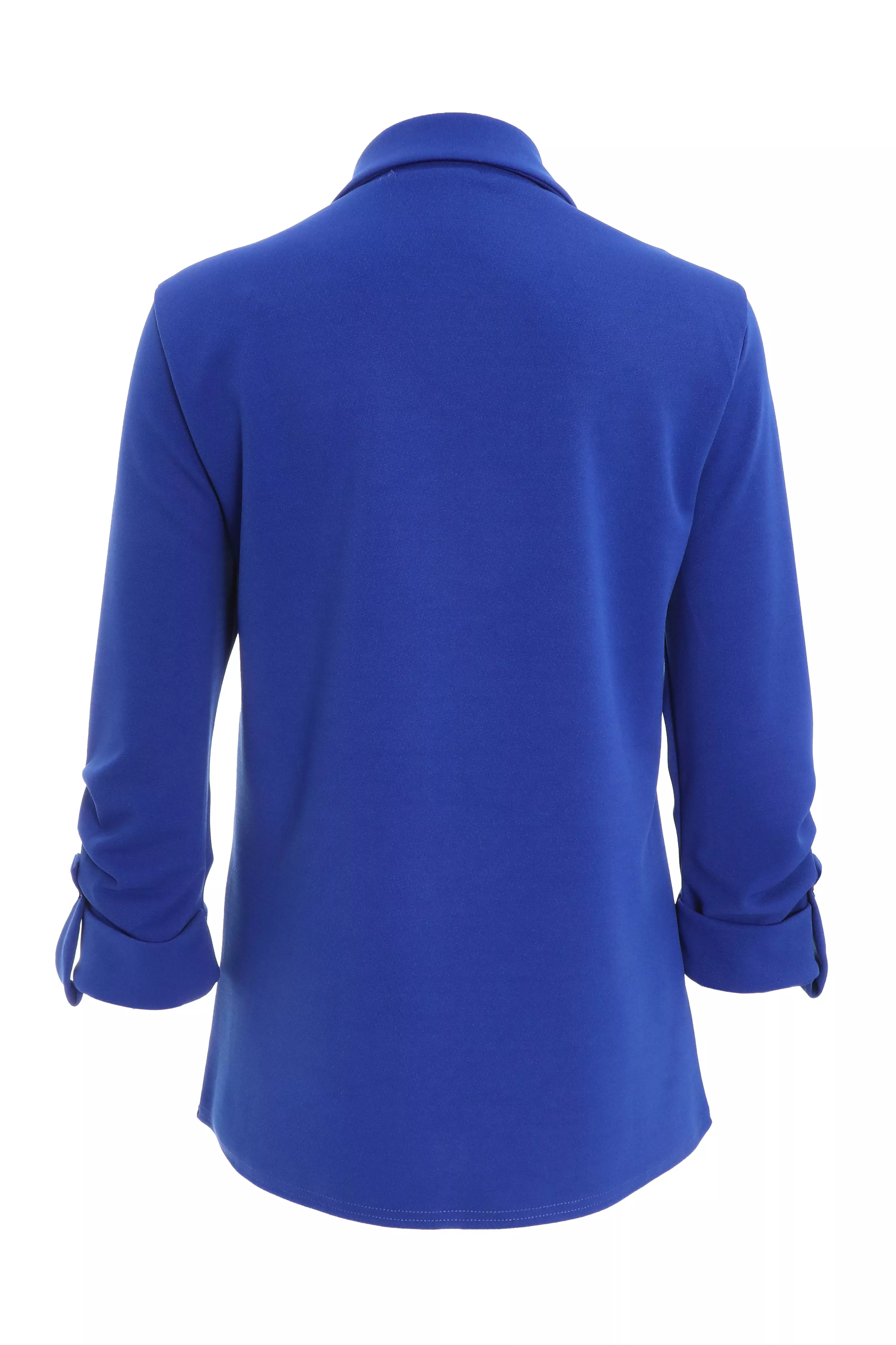 Royal Blue Ruched Sleeve Tailored Blazer