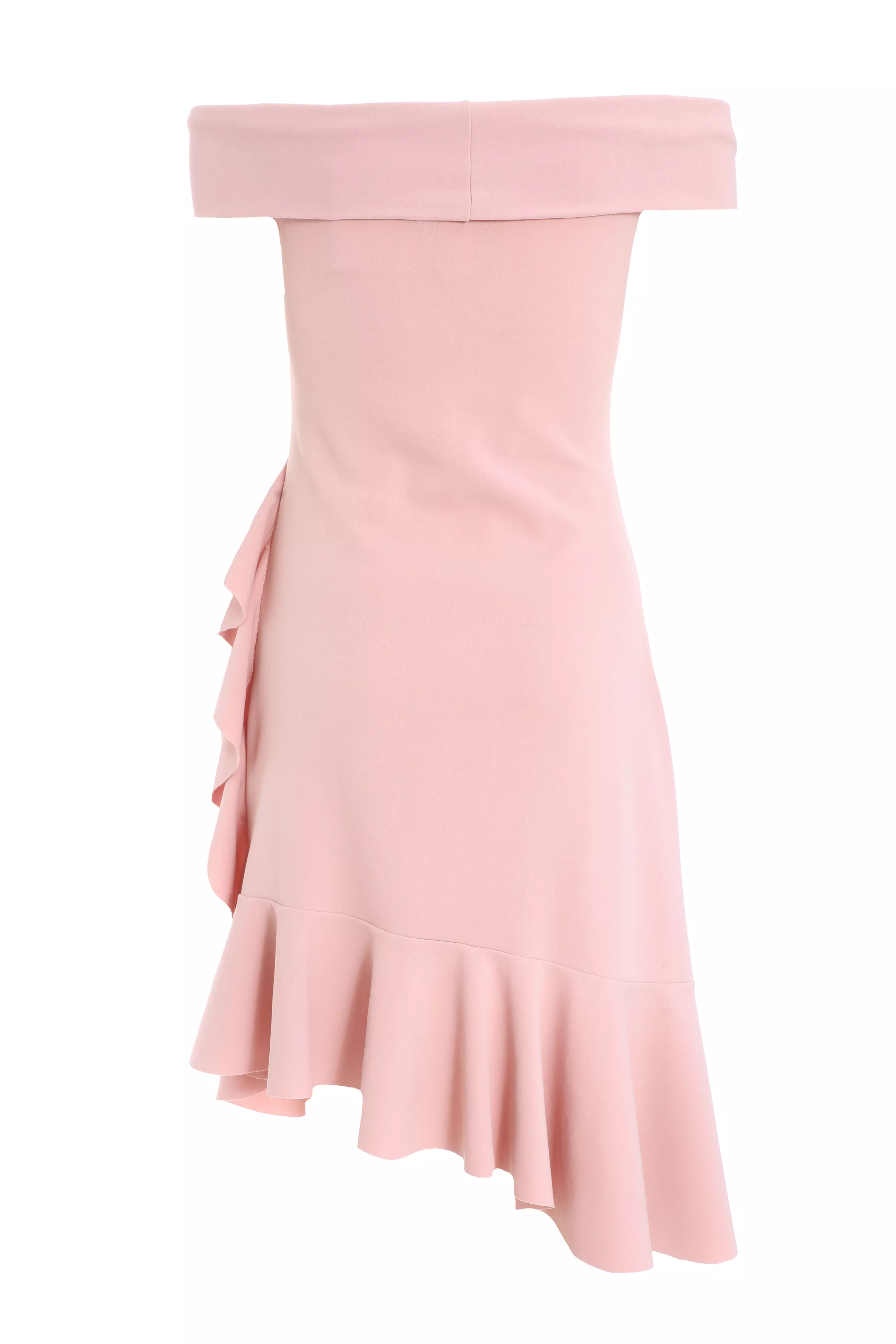 Light Pink Frill Bardot Mini Dress