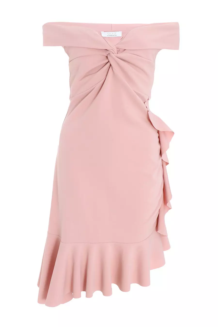 Light Pink Frill Bardot Mini Dress QUIZ Clothing