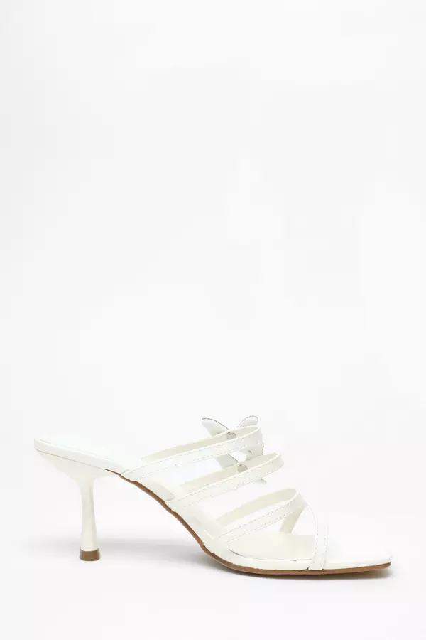 White Diamante Butterfly Mule Sandals