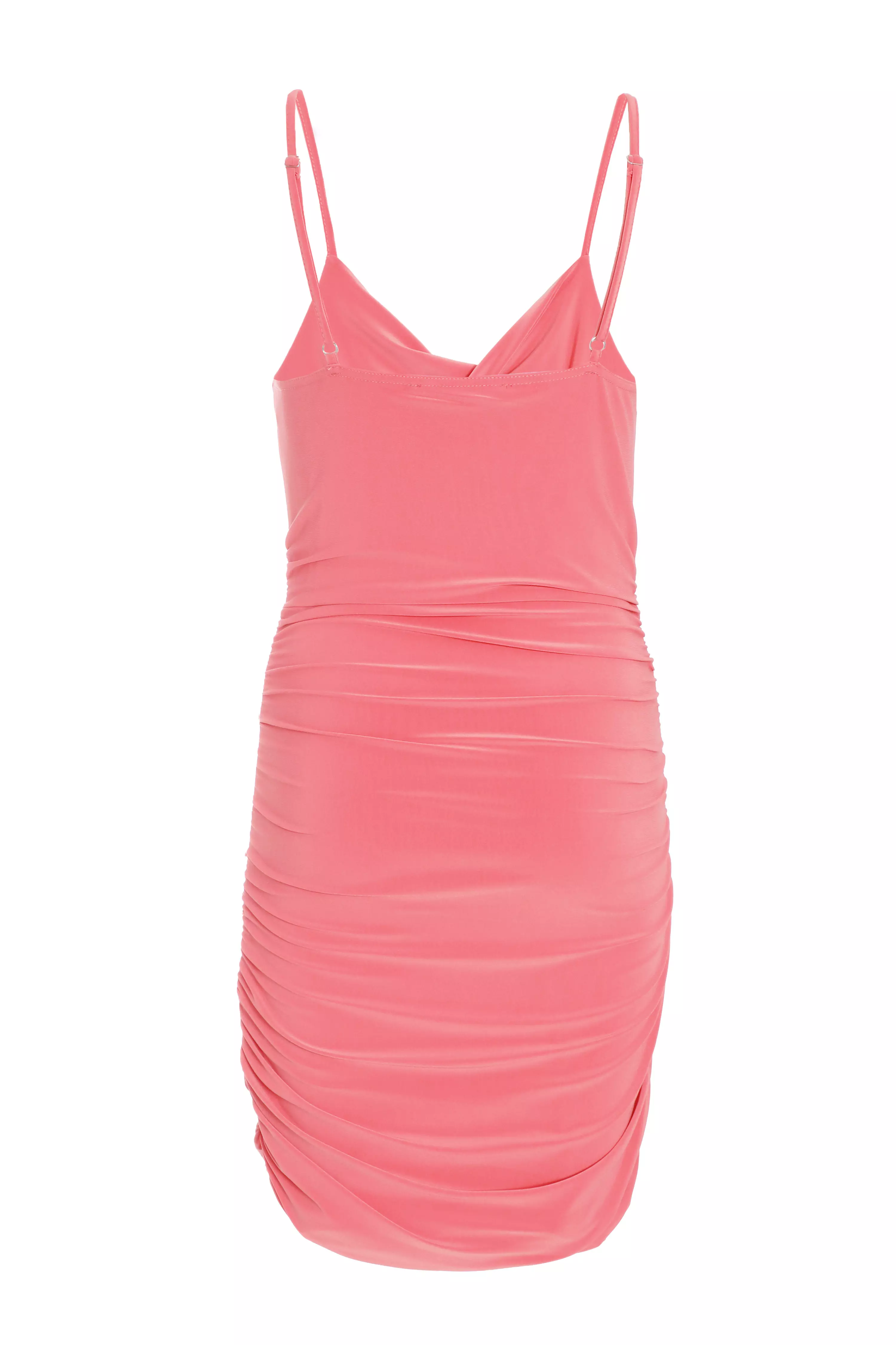 Coral Twist Front Bodycon Mini Dress