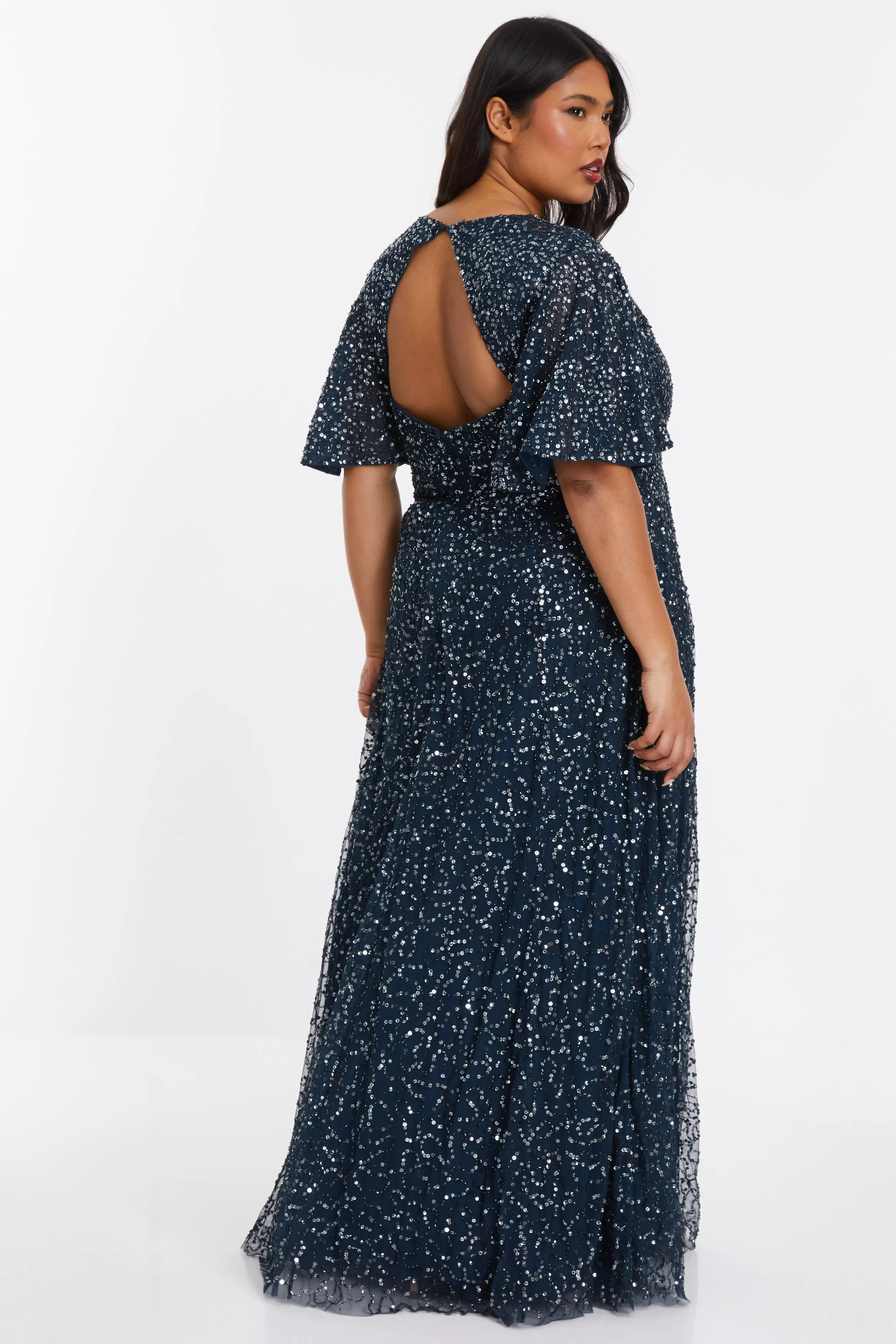 Curve Navy Embellished Maxi Dress