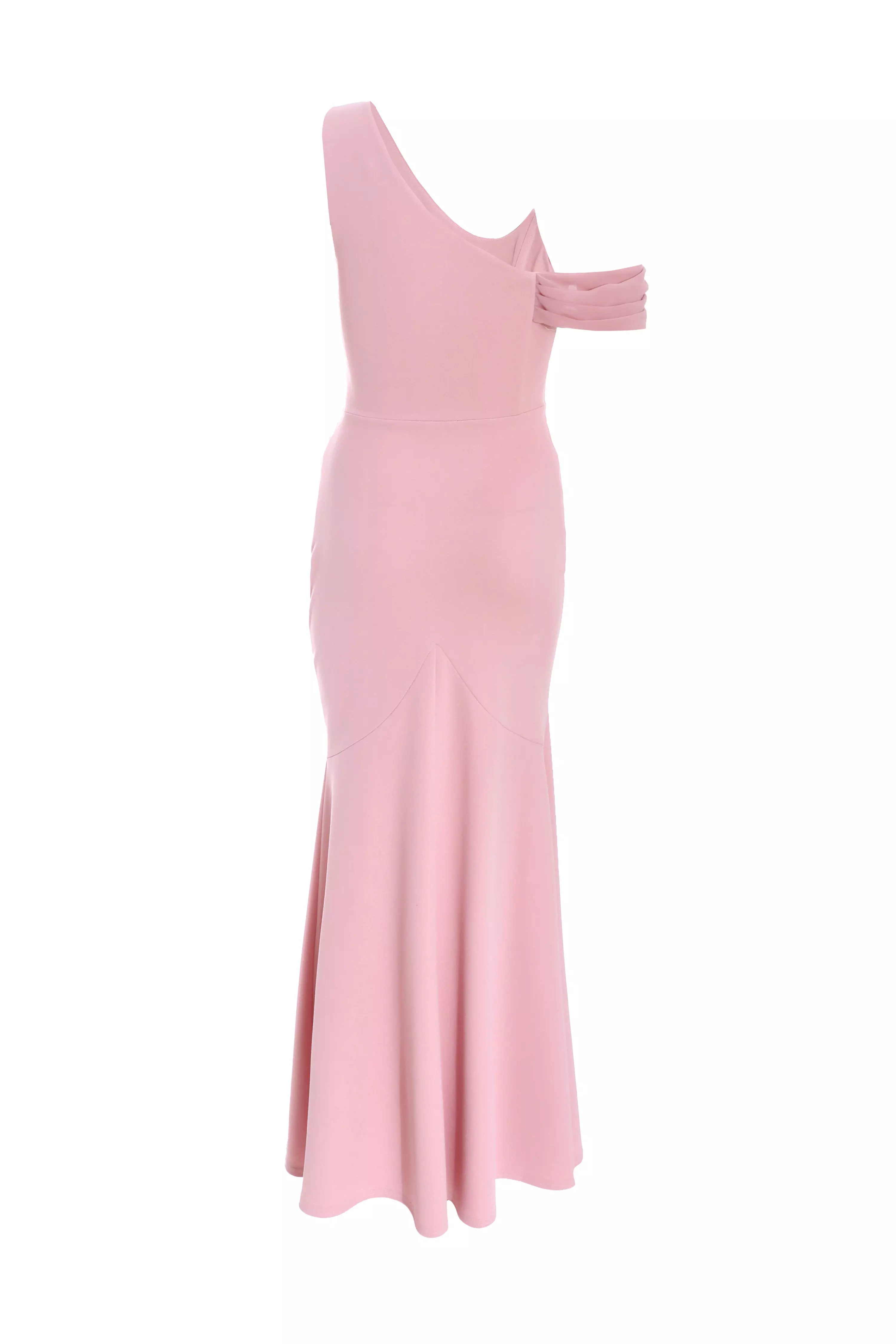 Petite Pink Asymmetric Cowl Neck Maxi Dress