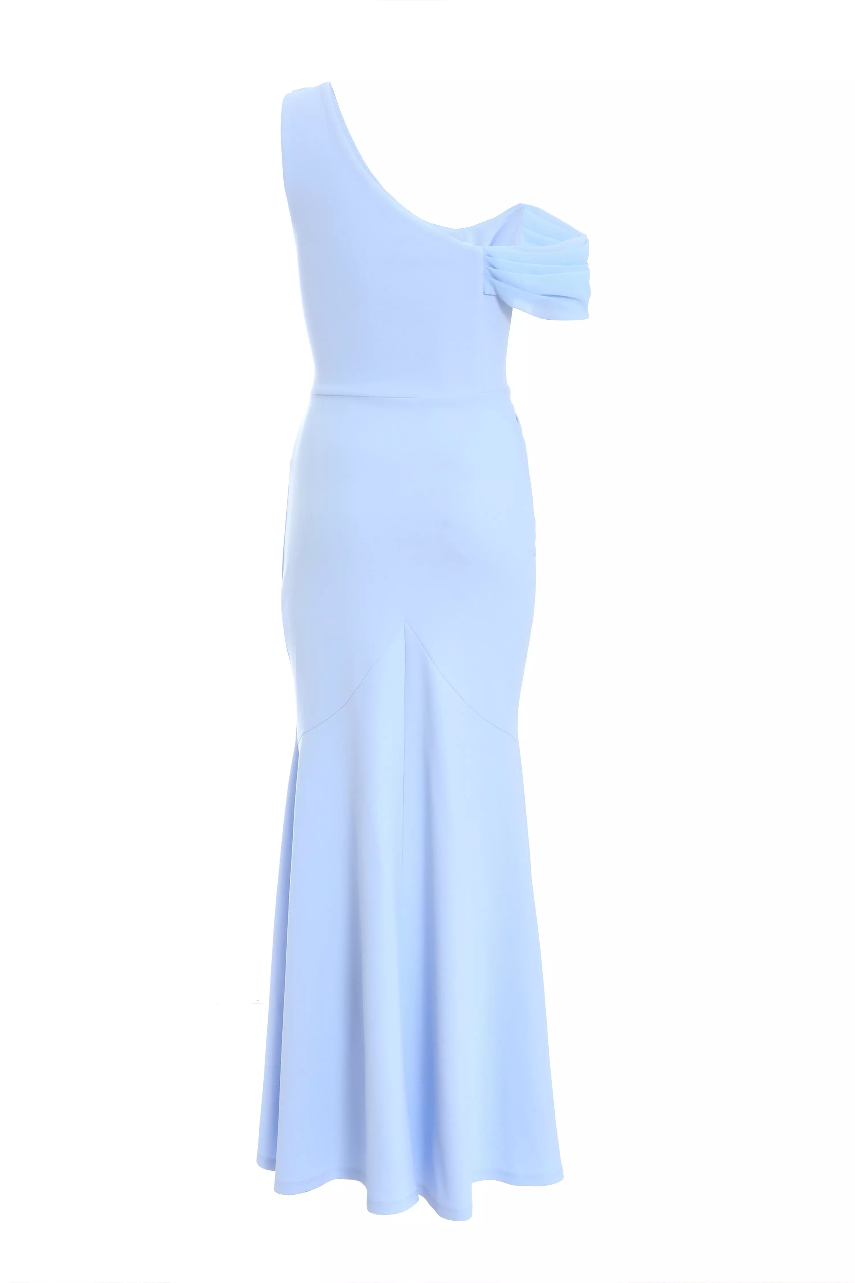 Petite Blue Asymmetric Cowl Neck Maxi Dress