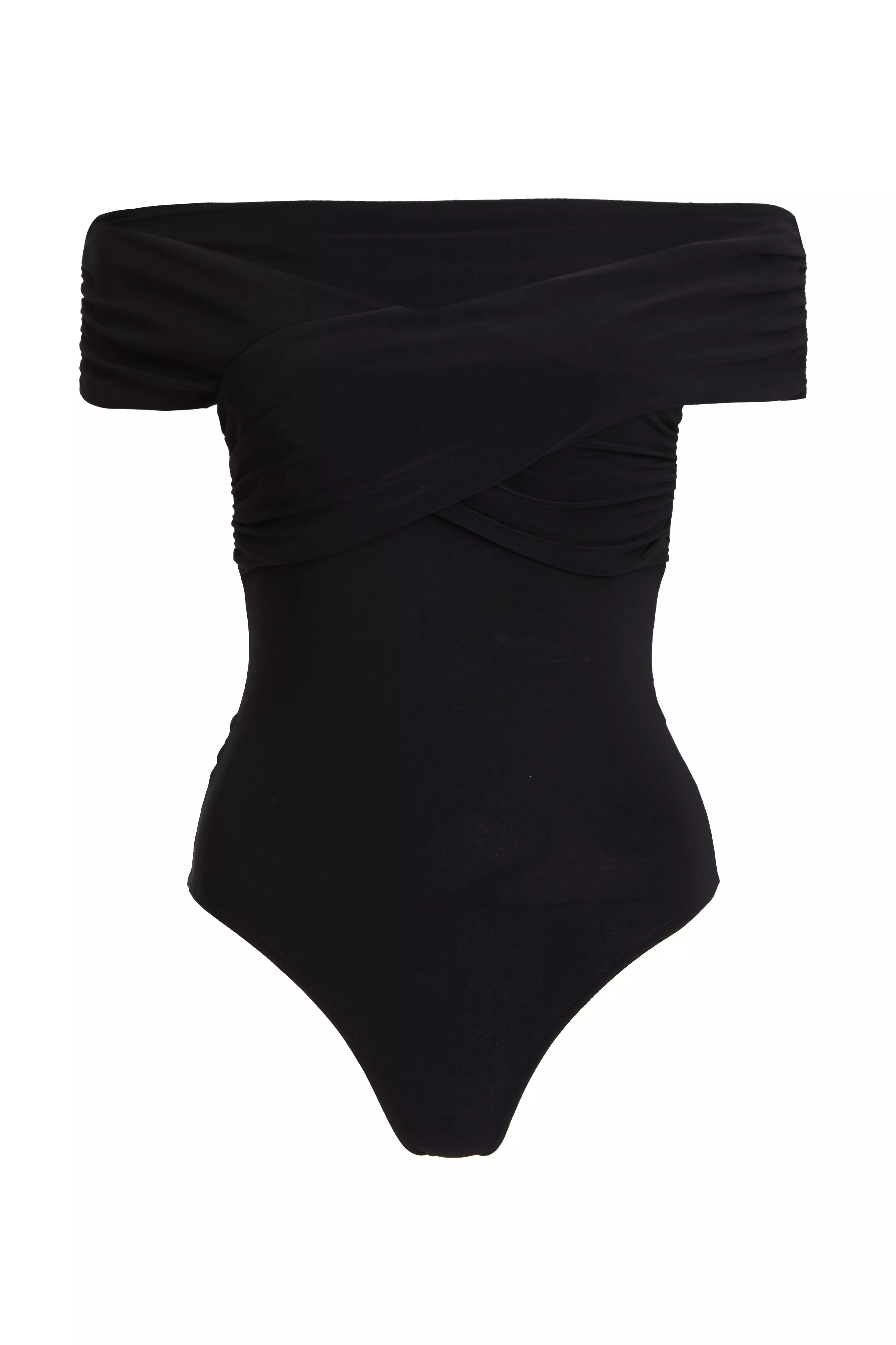 Petite Black Wrap Bodysuit