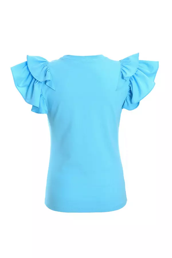 Turquoise Double Frill Sleeve Top
