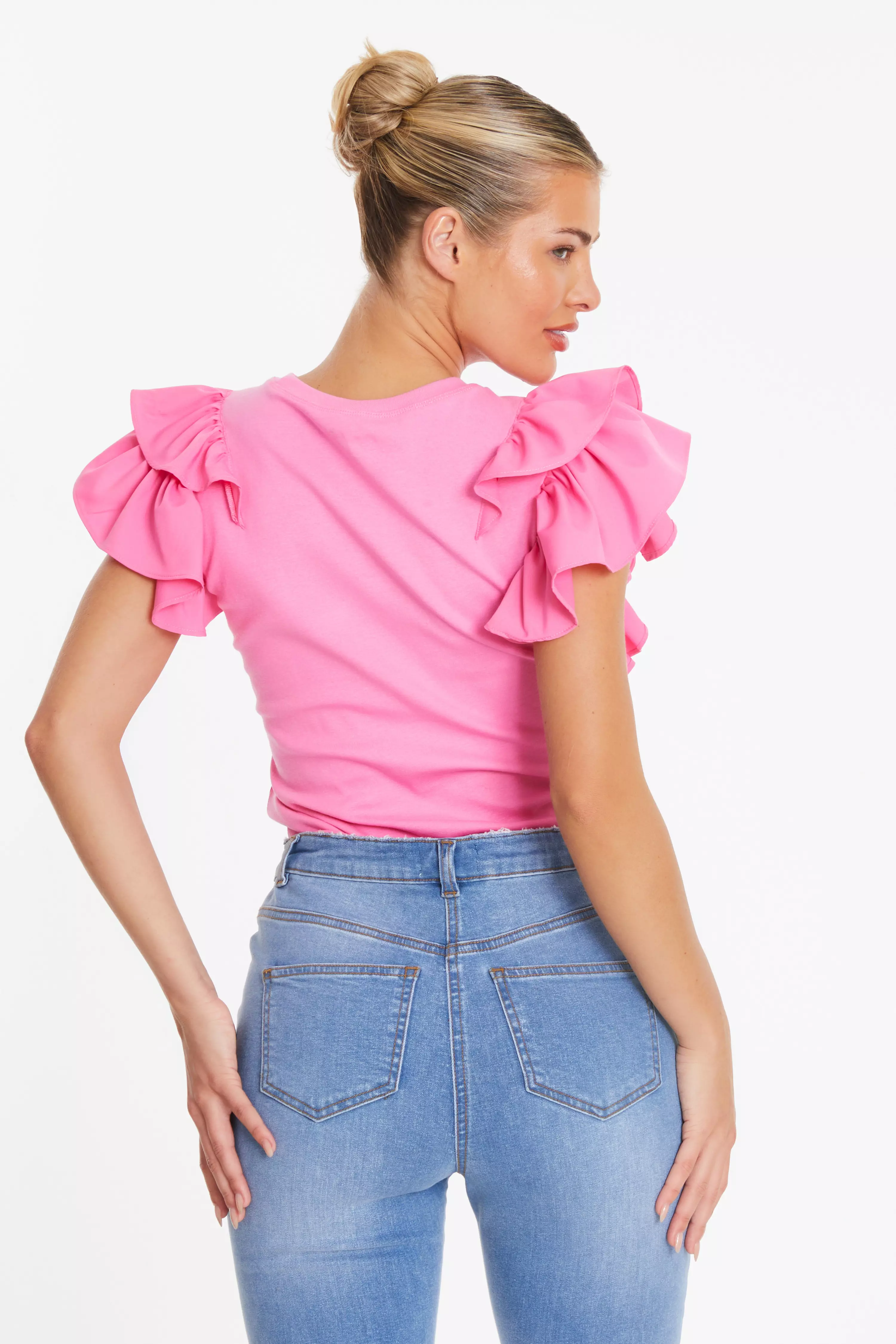 Pink Double Frill Sleeve Top