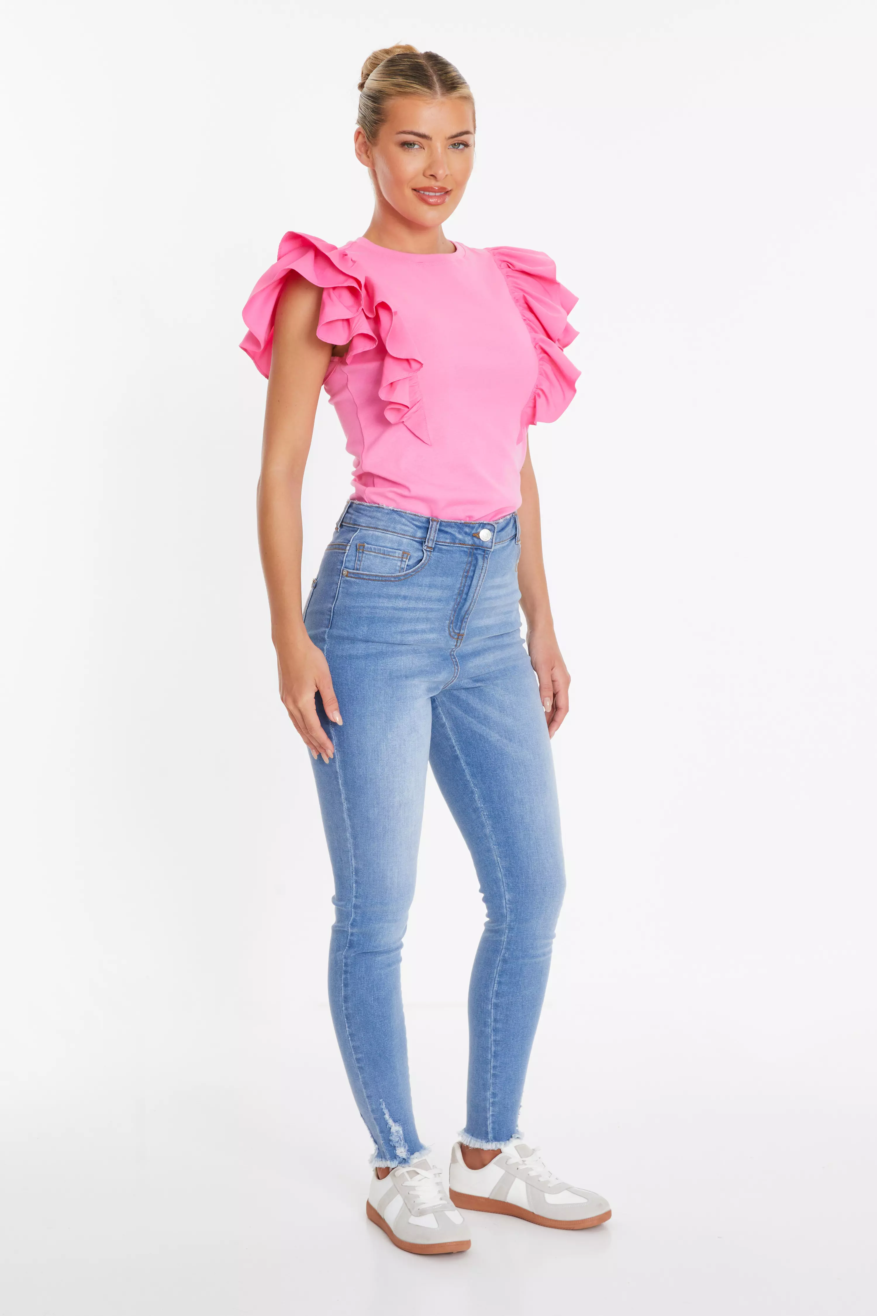 Pink Double Frill Sleeve Top