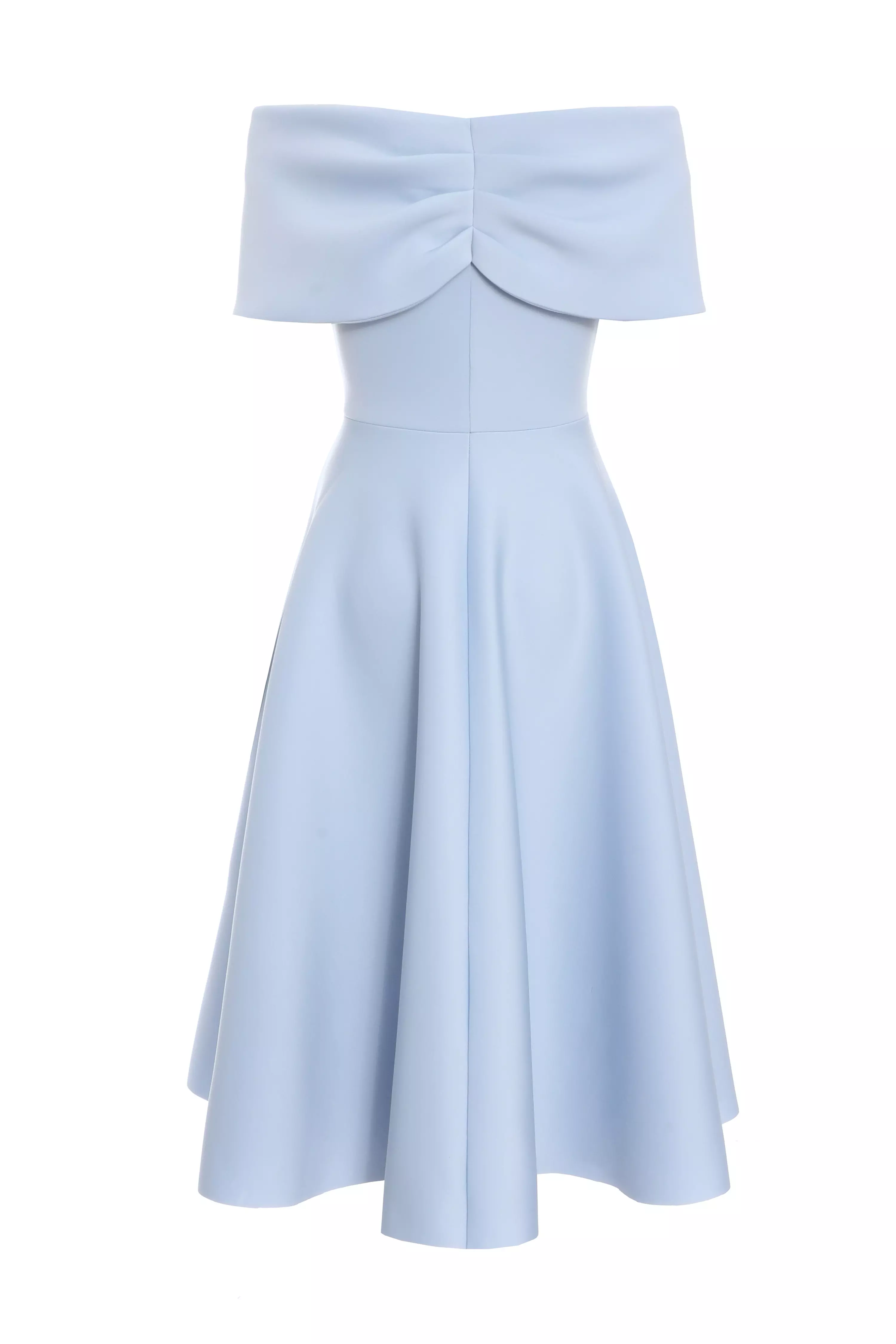 Blue Bardot Skater Midi Dress