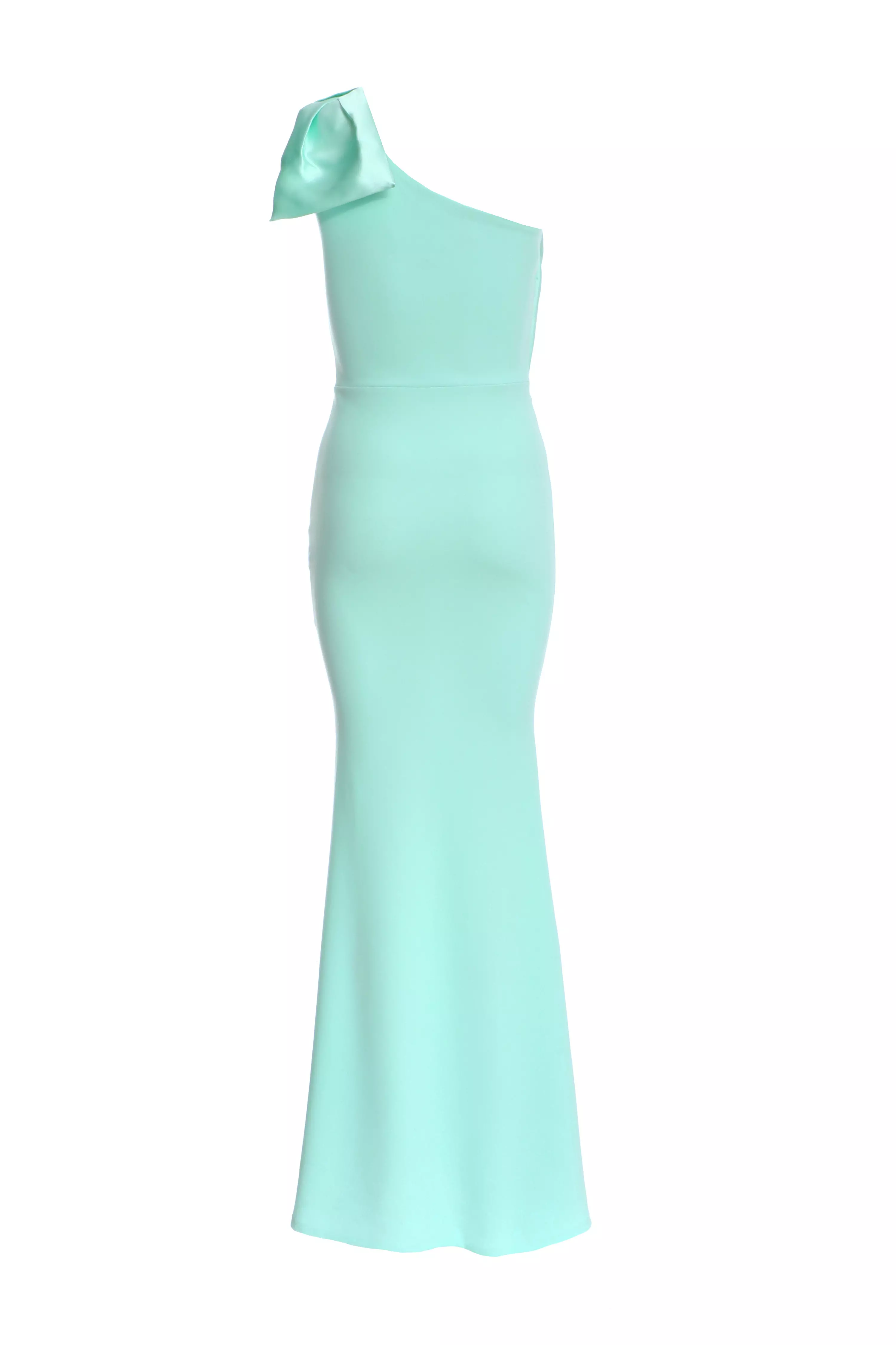 Mint One Shoulder Bow Maxi Dress