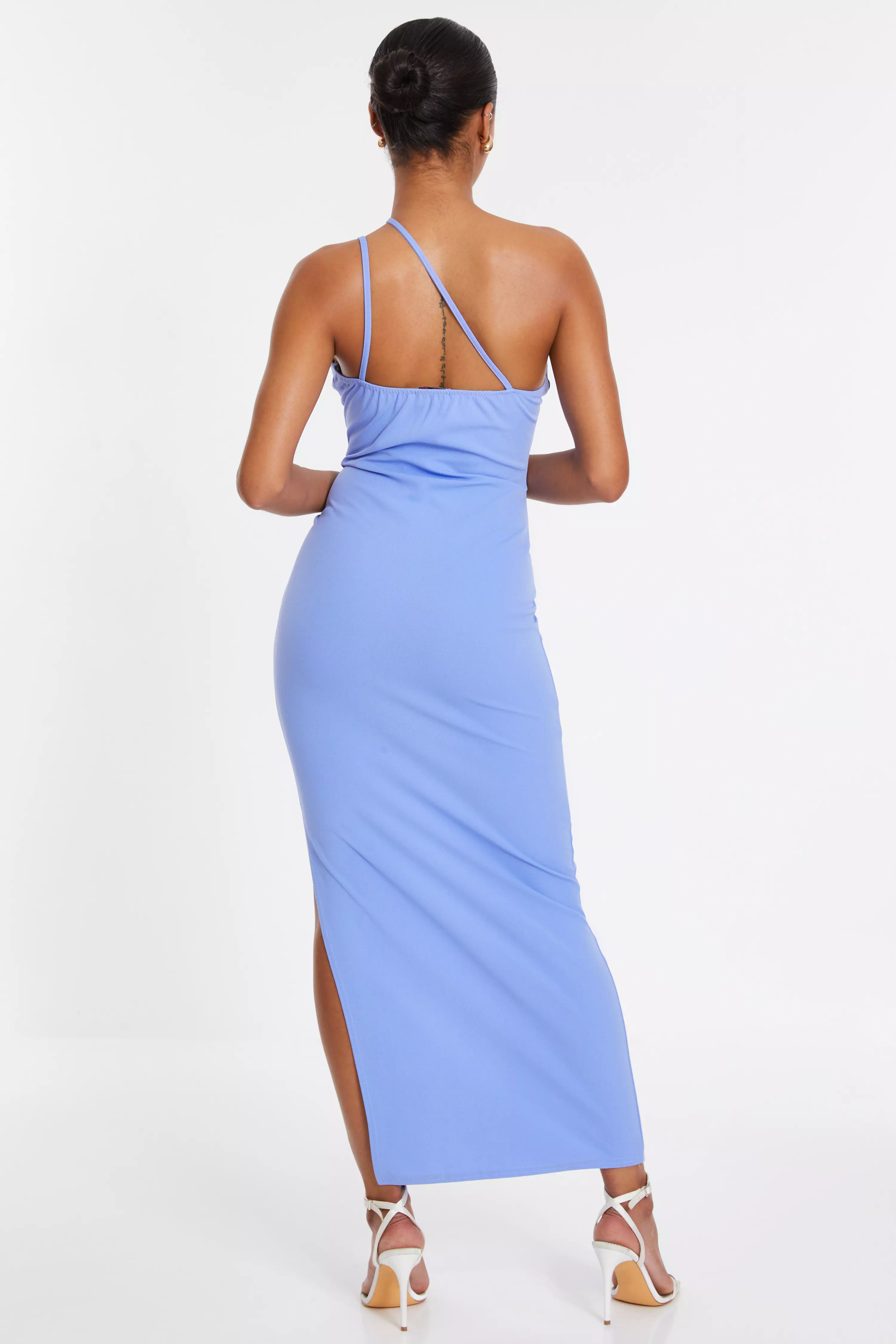 Blue Cut Out One Shoulder Midaxi Dress
