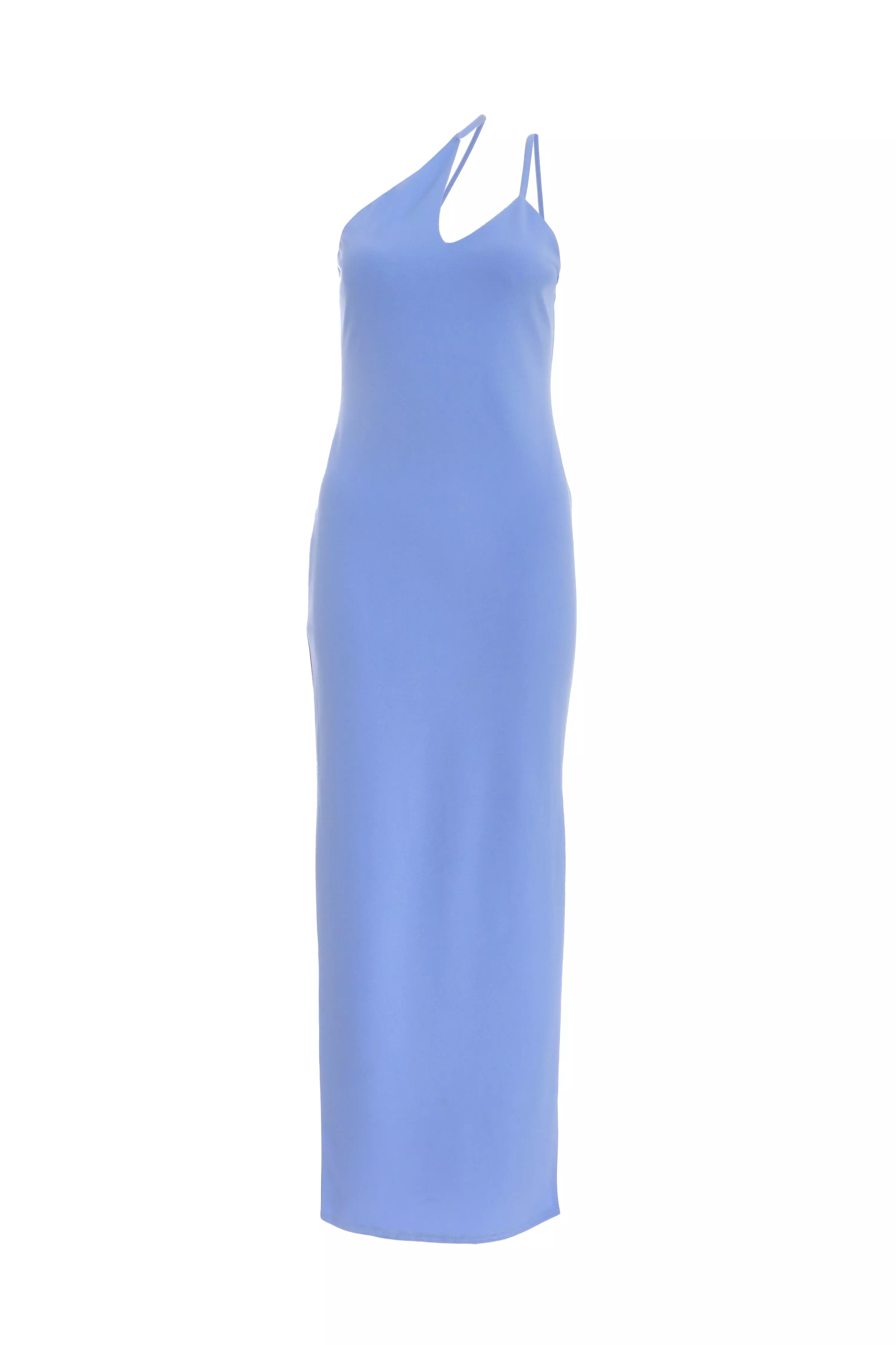 Blue Cut Out One Shoulder Midaxi Dress