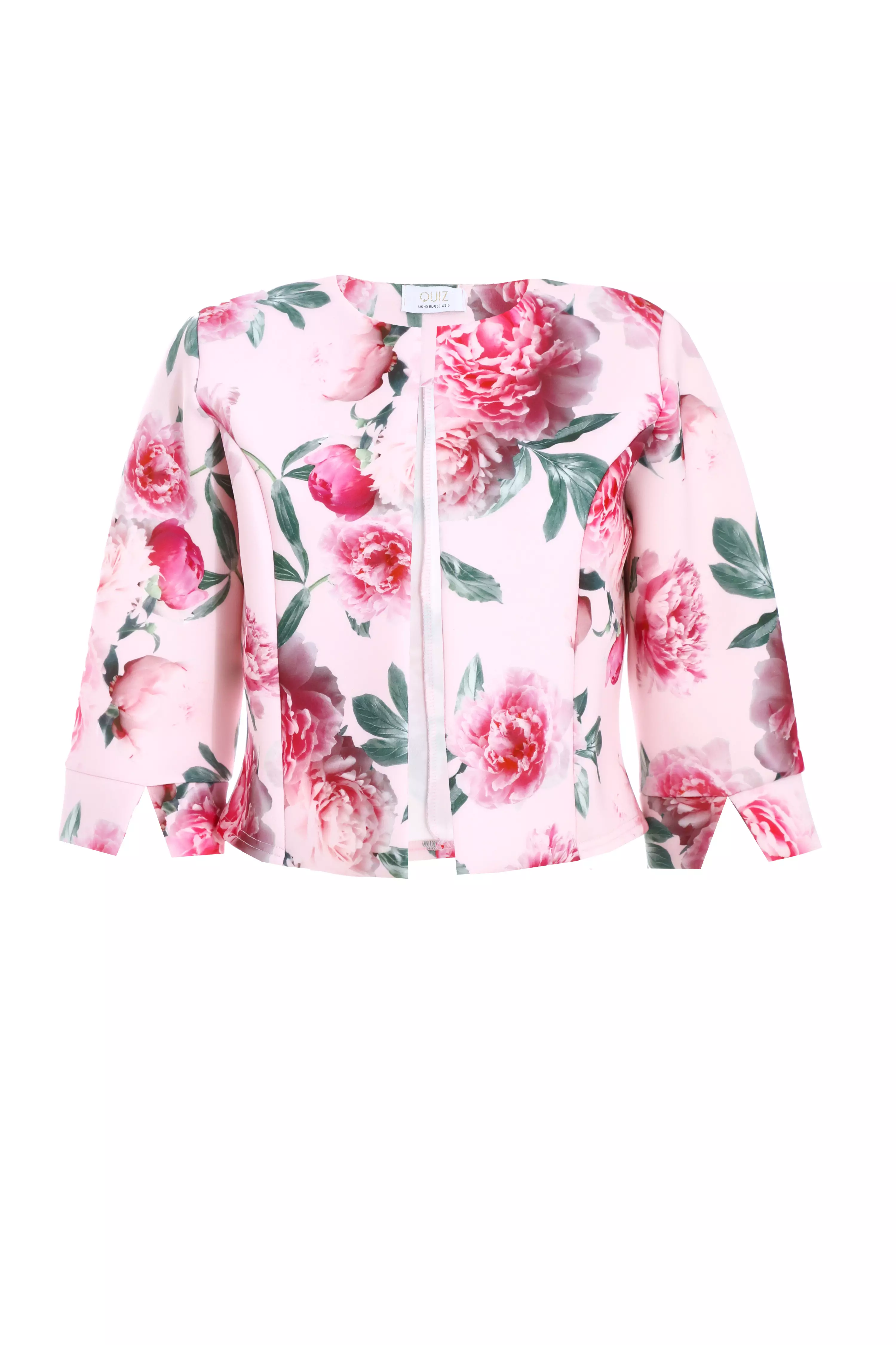 Pink Floral Split Sleeve Crop Jacket