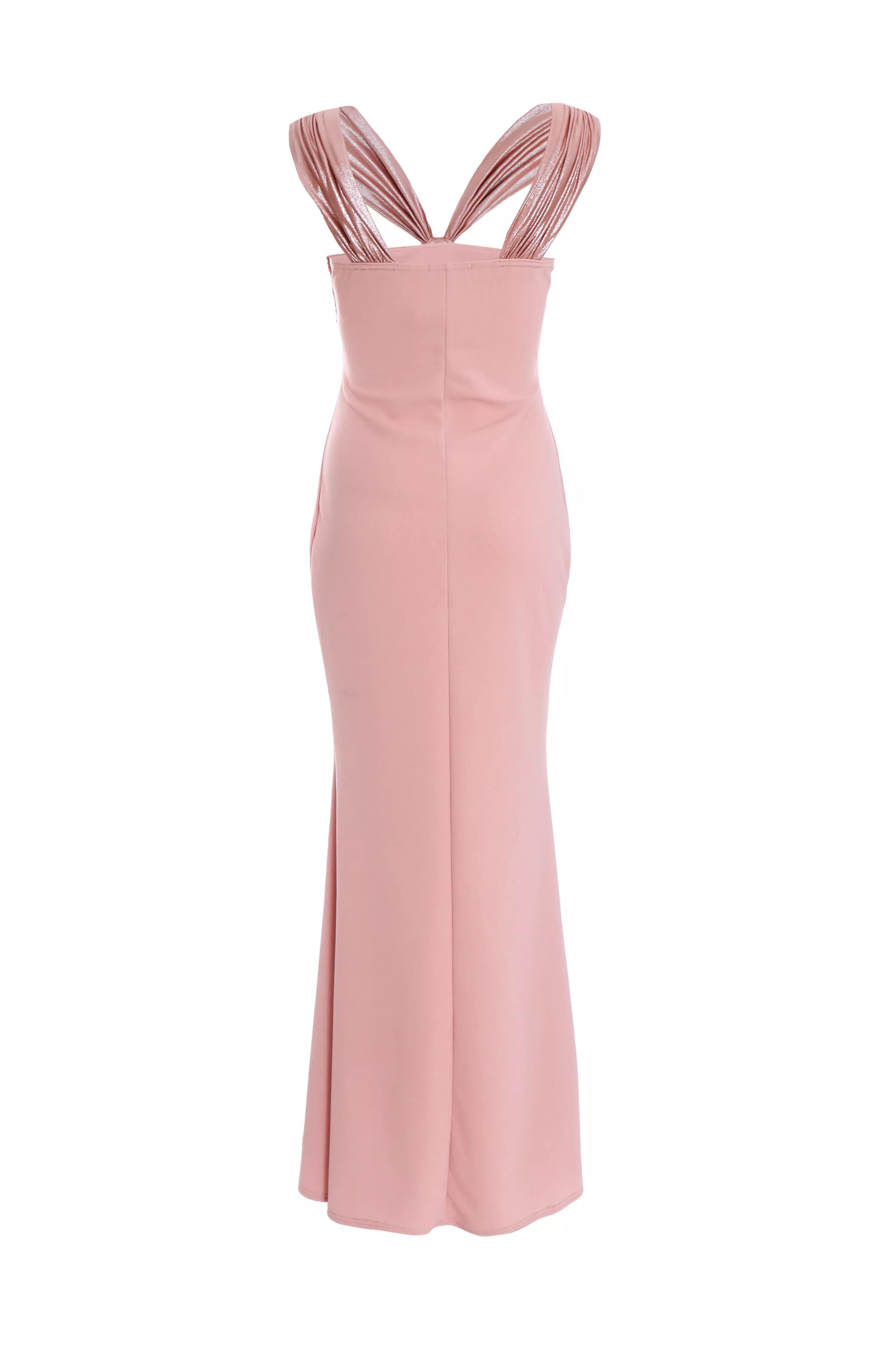 Pink Foil Knot Front Maxi Dress