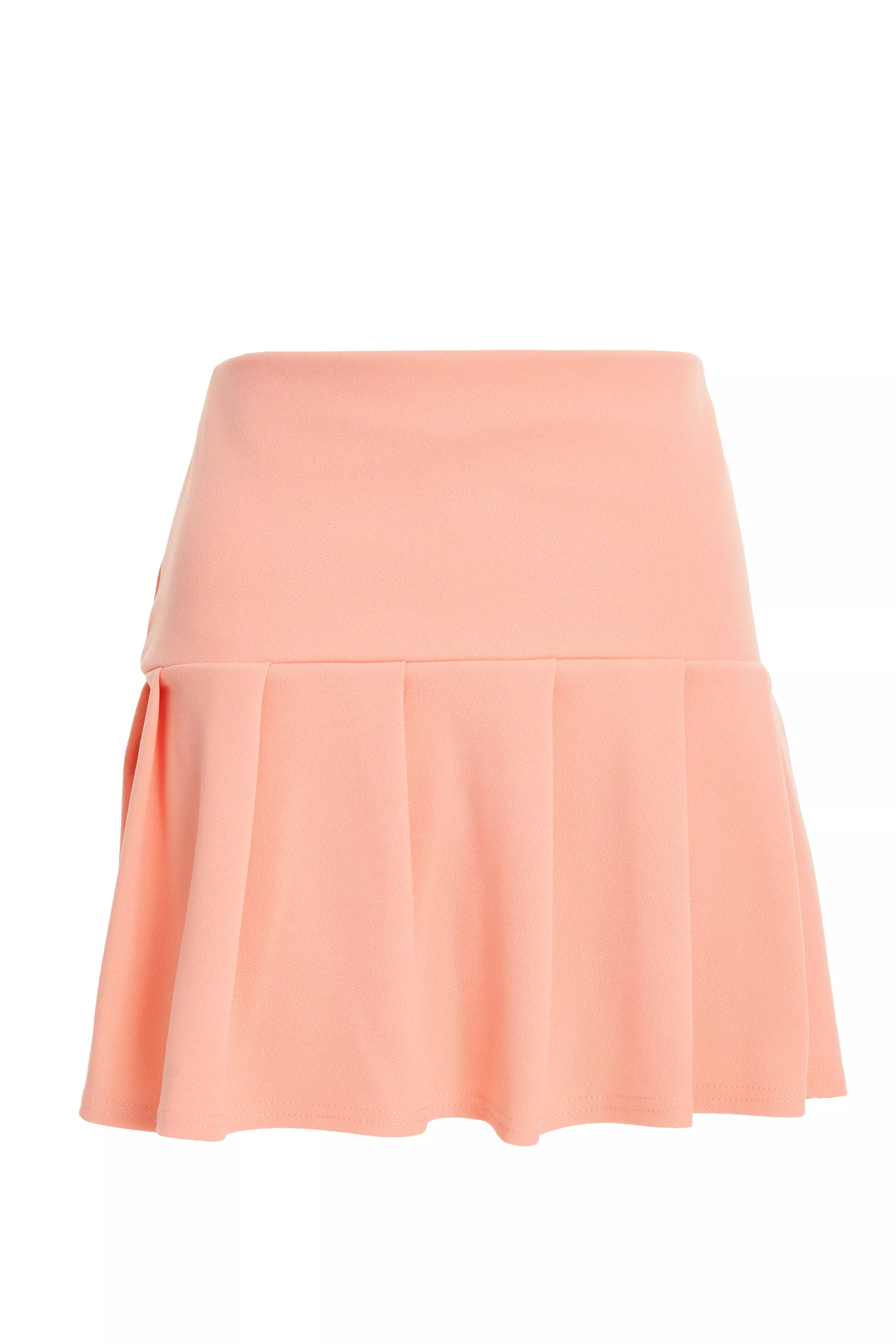 Coral Pleated Mini Skirt