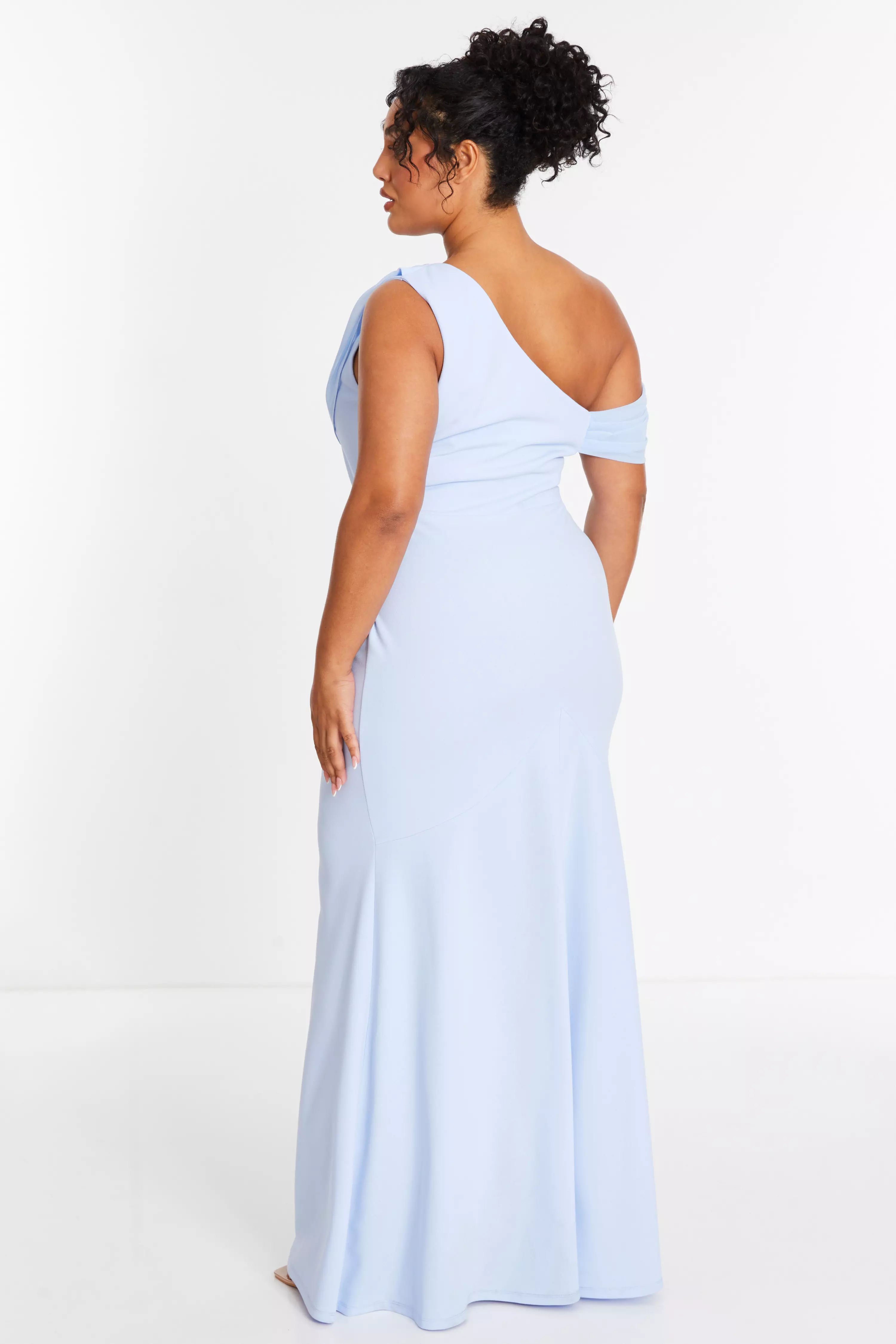 Curve Blue Asymmetric Cowl Neck Maxi Dress