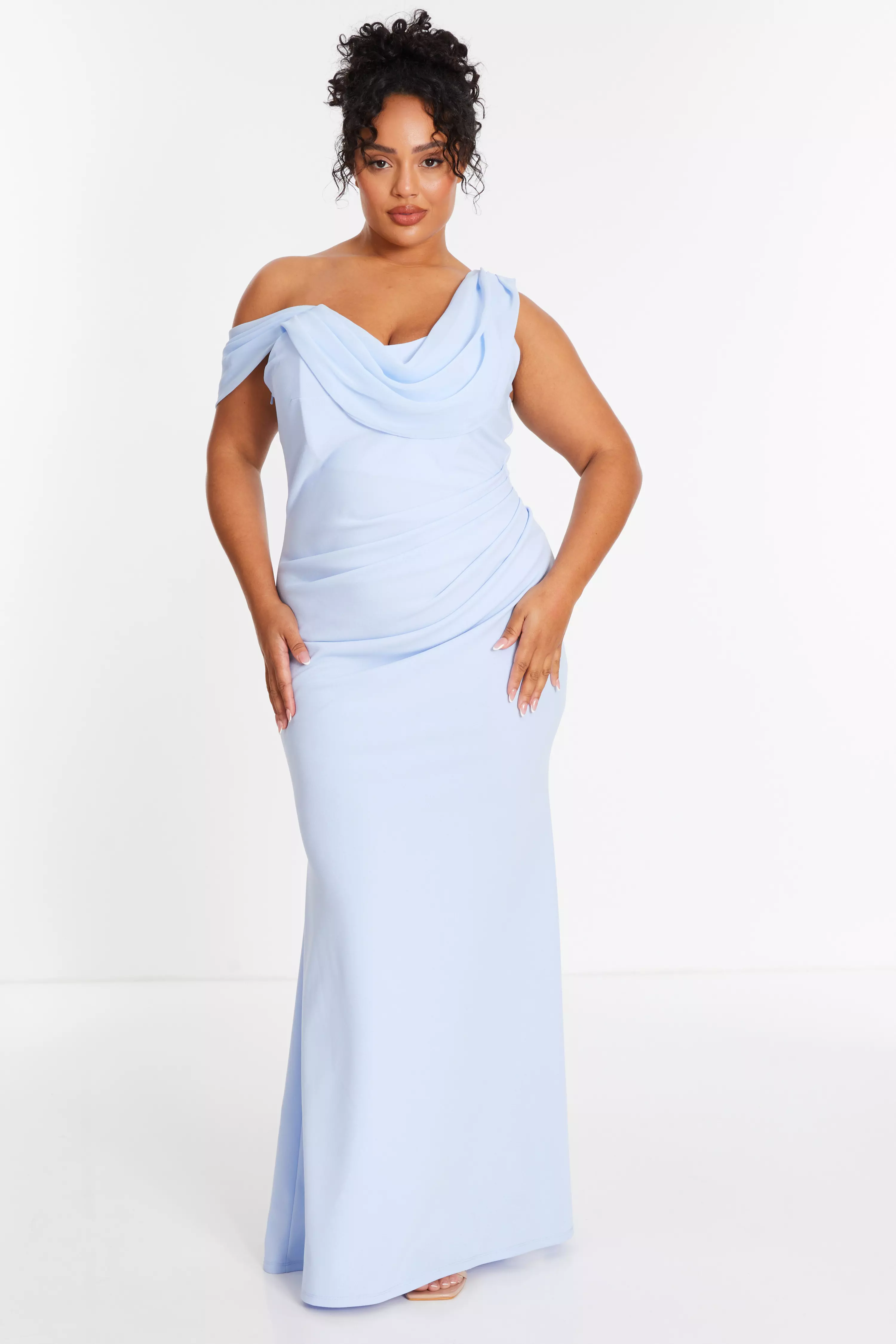 Curve Blue Cowl Neck Maxi Dress