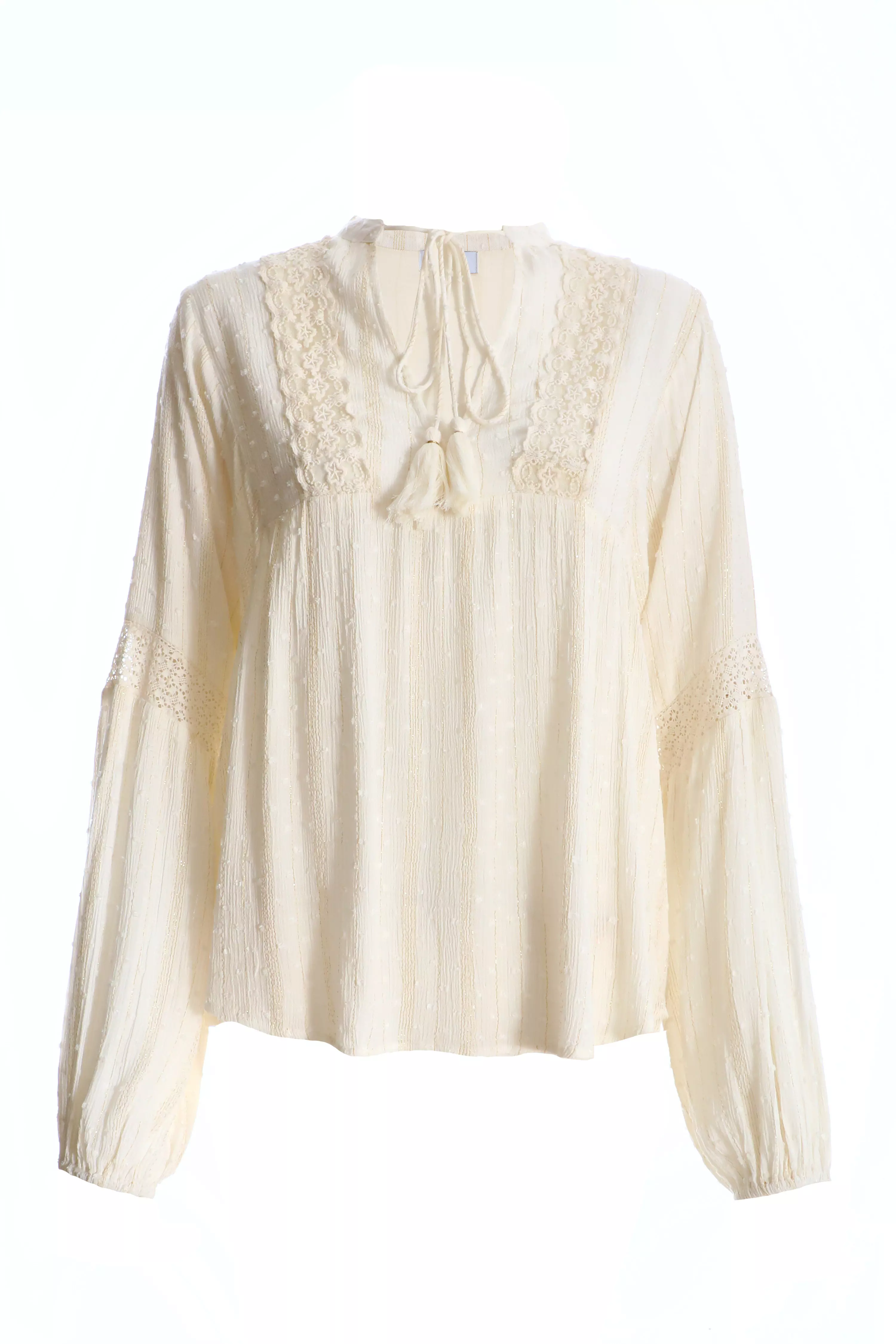 Cream Lace Tie Top