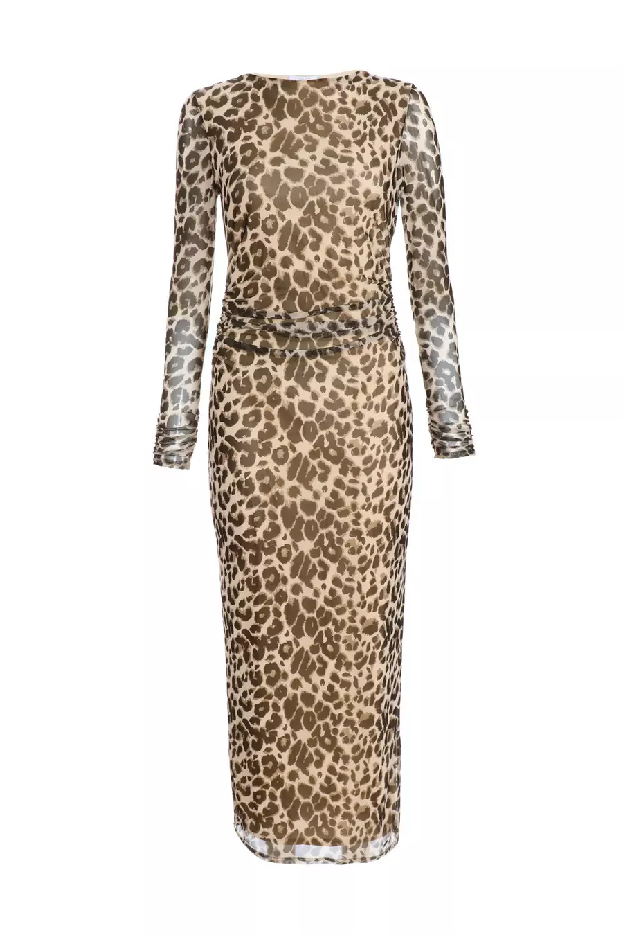 Leopard Print Mesh Midaxi Dress QUIZ Clothing