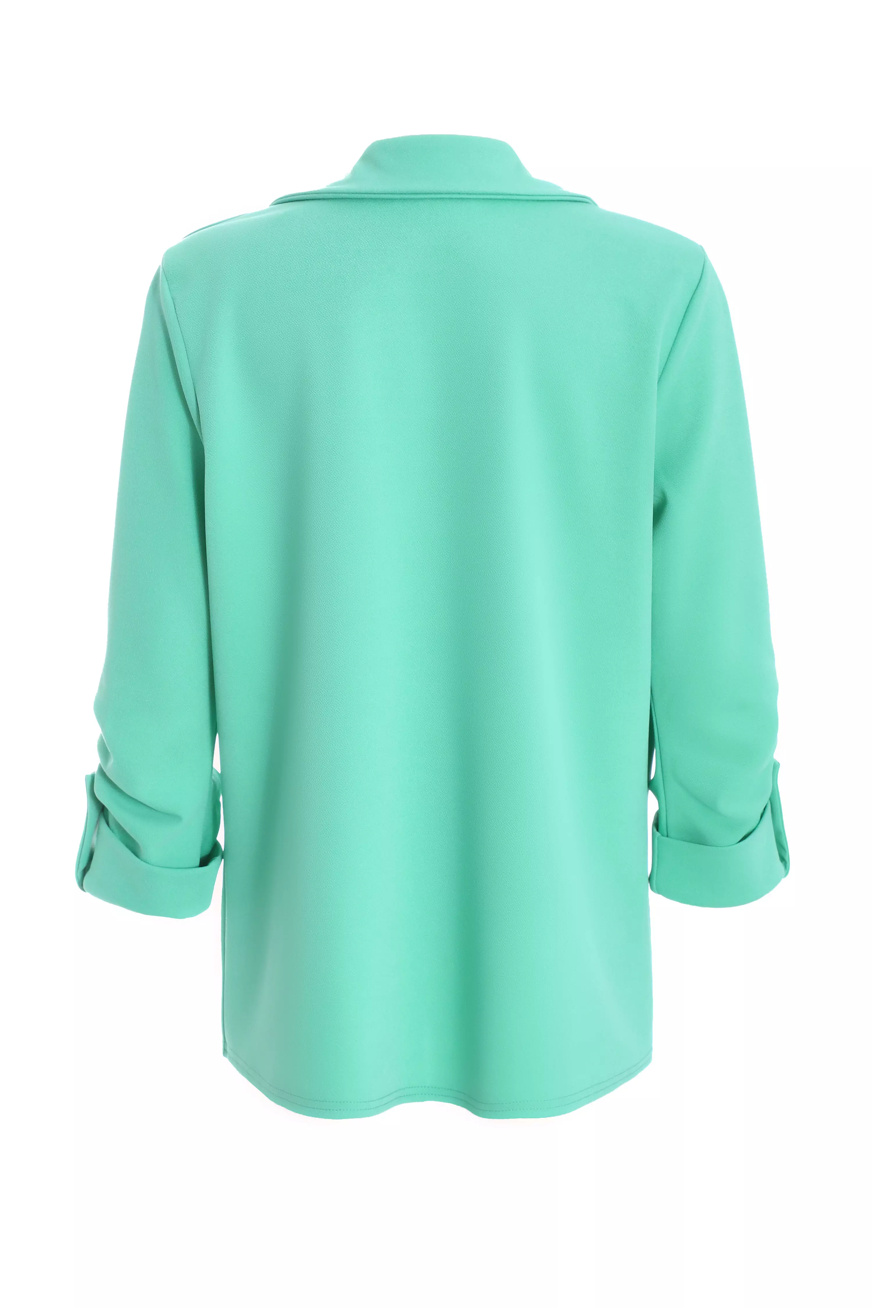 Mint Ruched Sleeve Tailored Blazer