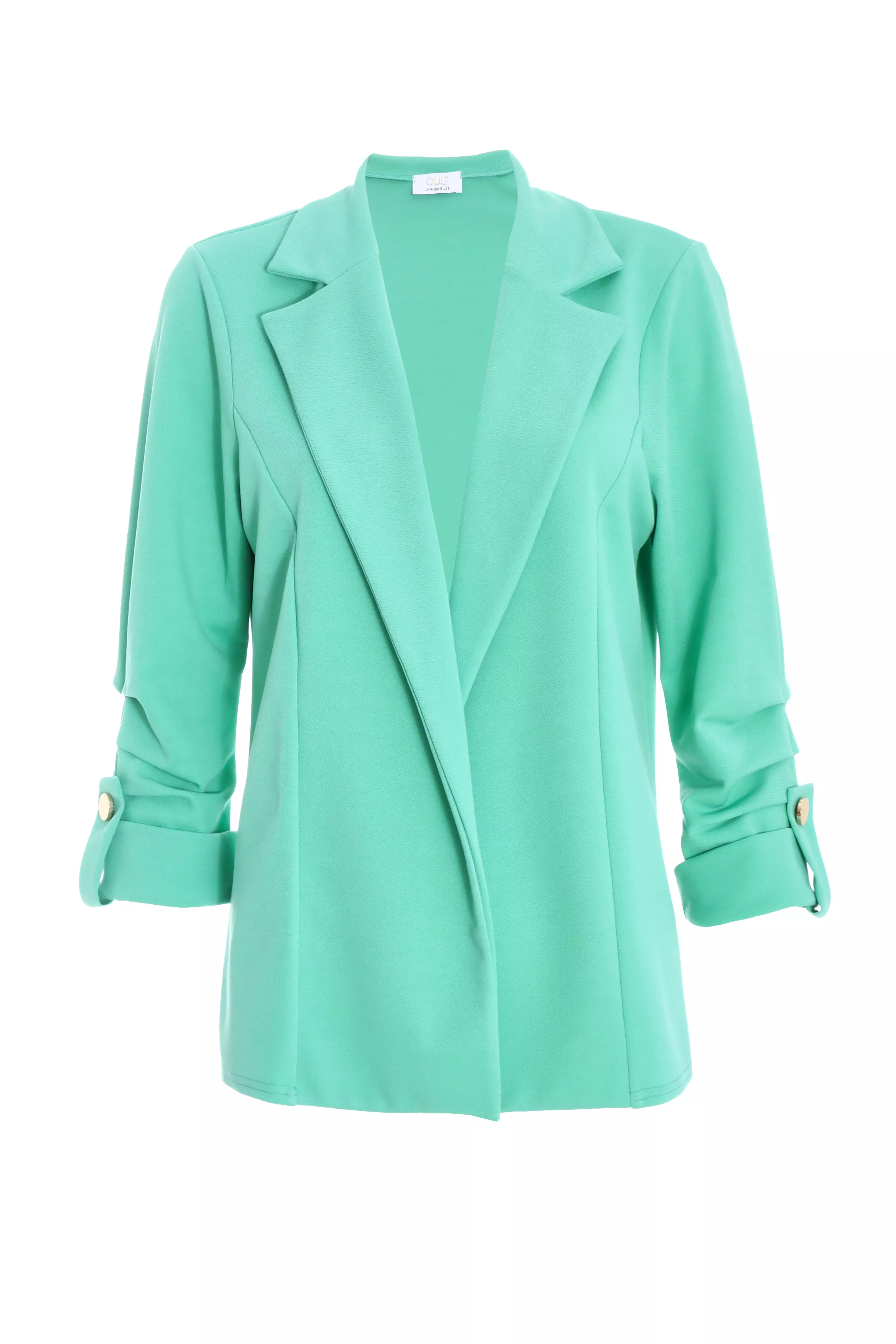 Mint Ruched Sleeve Tailored Blazer