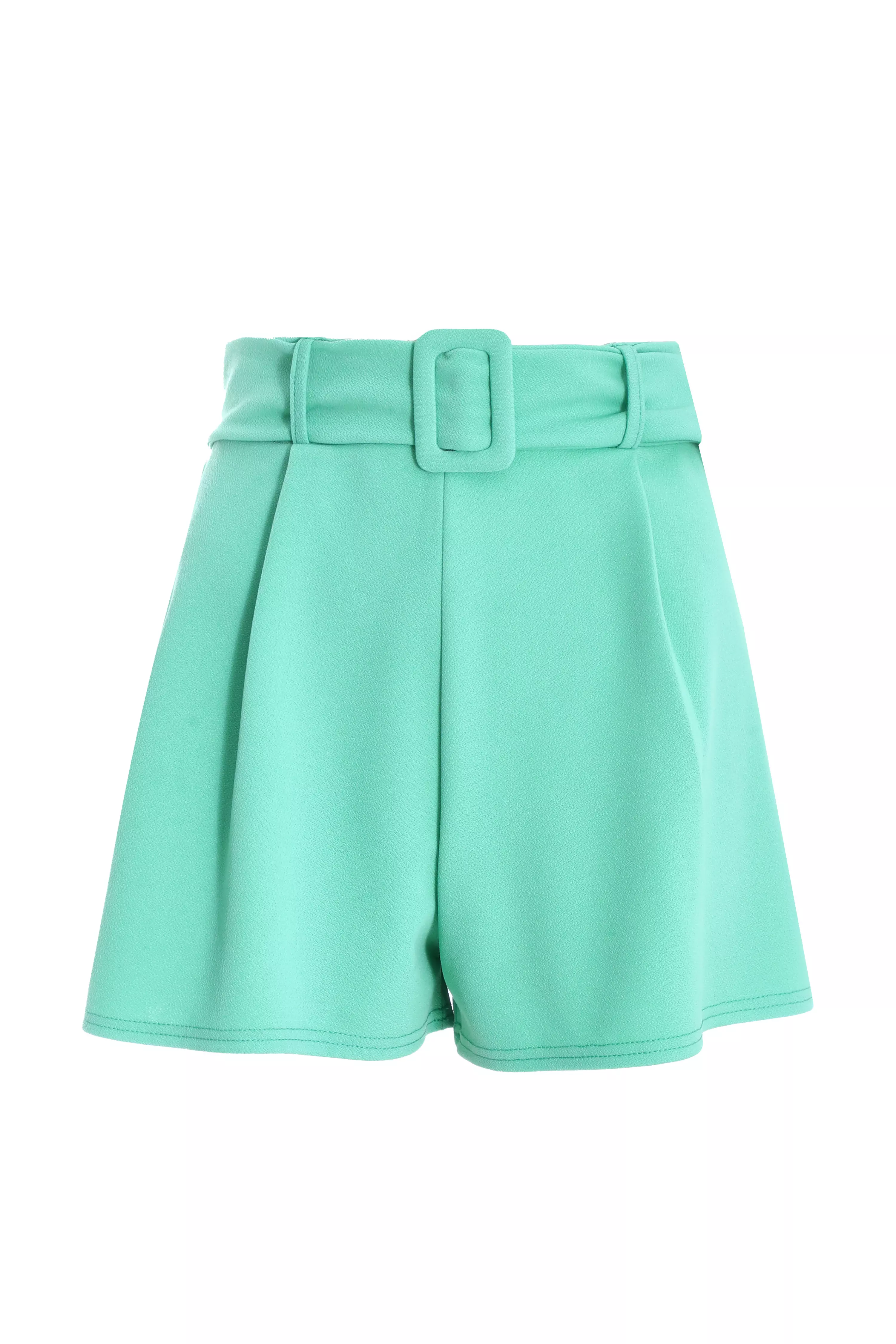 Mint High Waisted Belted Shorts