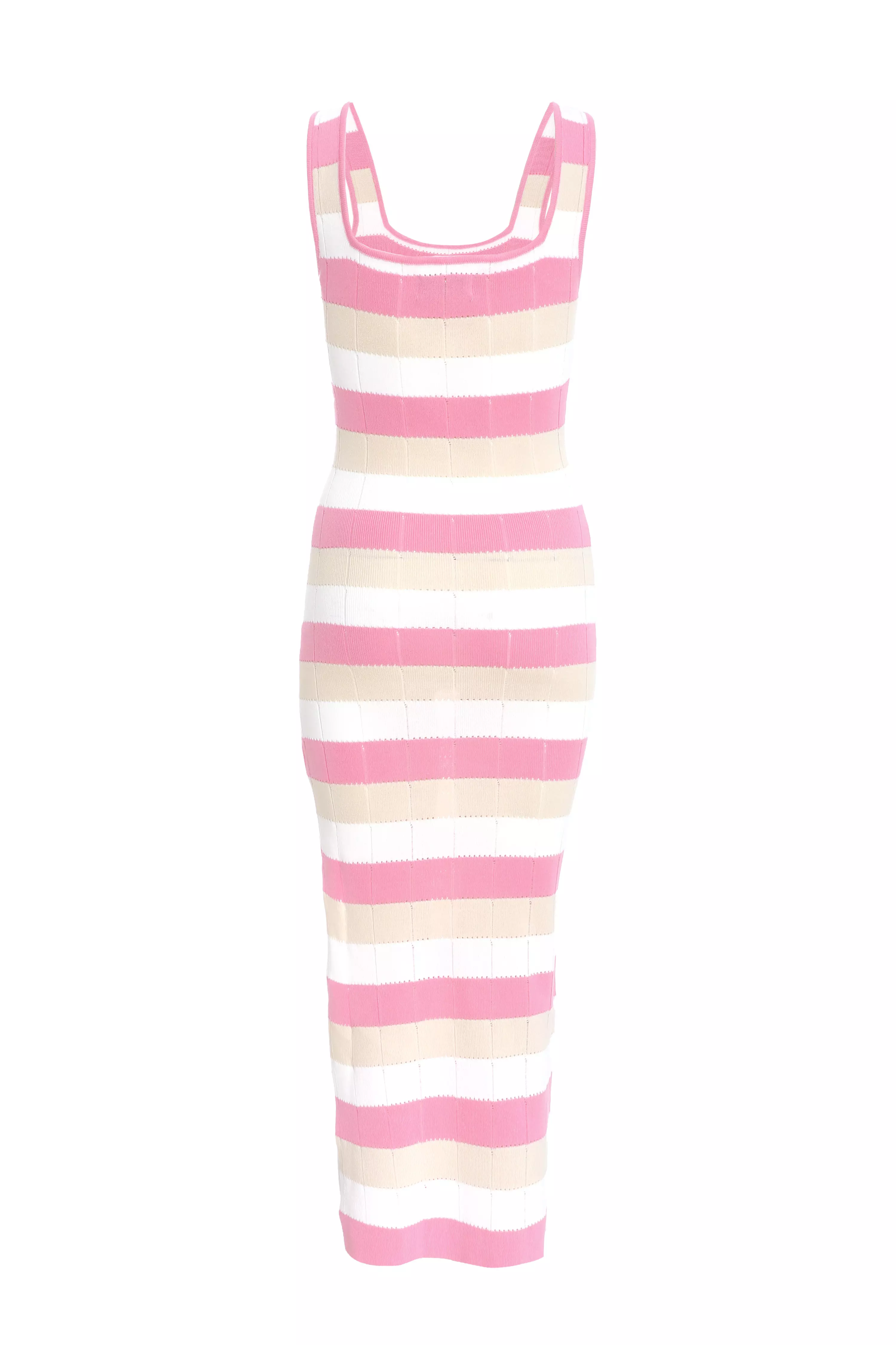 Light Pink Stripe Knitted Bodycon Dress