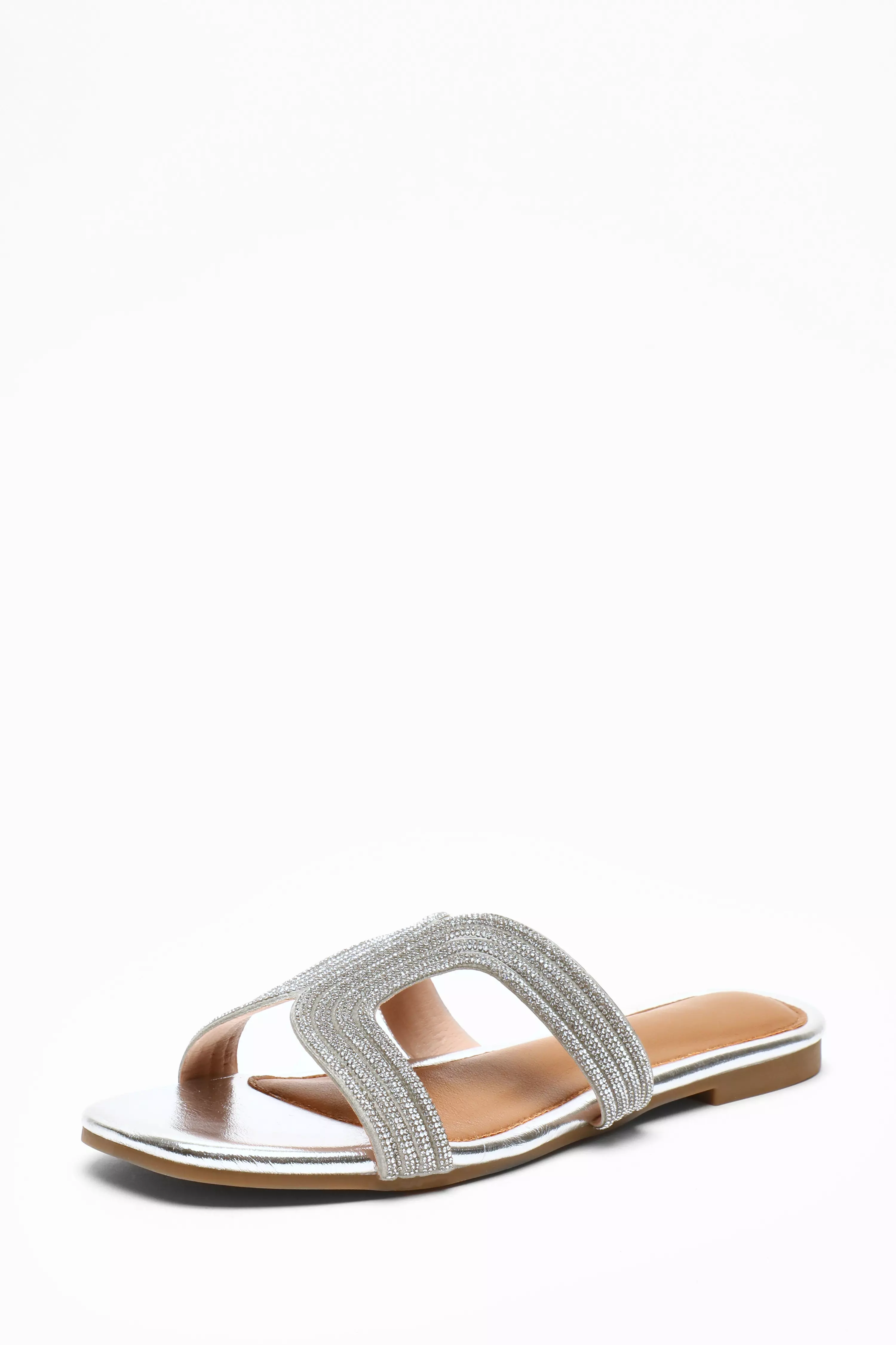 Silver Shimmer Flat Sandals